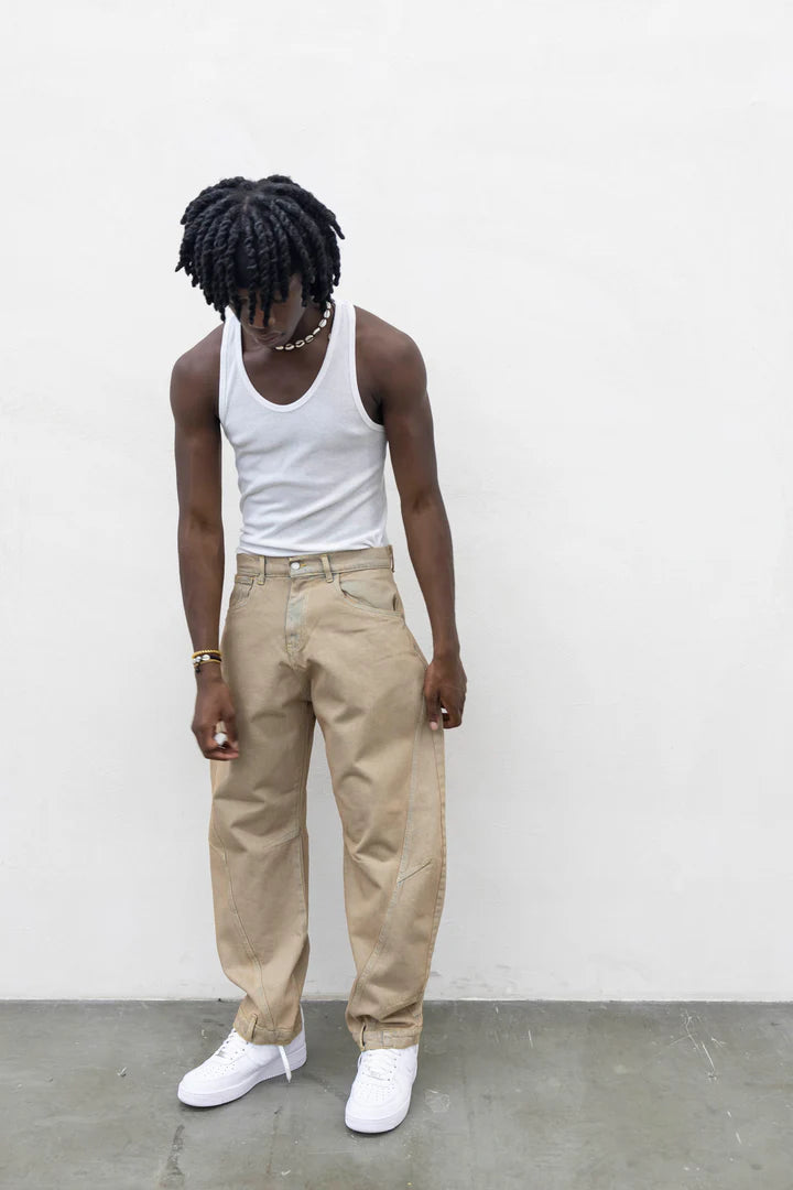 Coordinato Workwear Uomo – Giacca e Pantaloni in Denim Beige