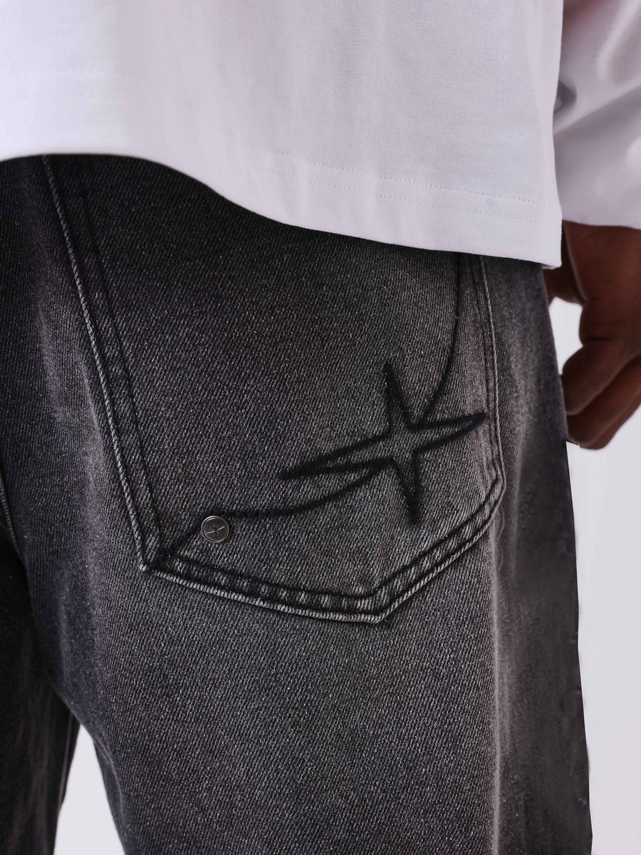 Jeans PxP larghi a gamba larga e vestibilità loose