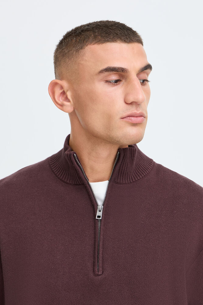 Maglione mezza zip Borgogna Solid