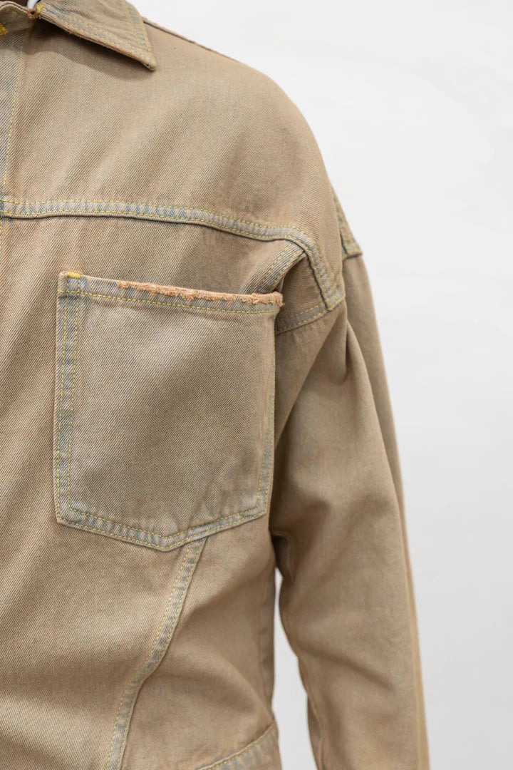 Coordinato Workwear Uomo – Giacca e Pantaloni in Denim Beige