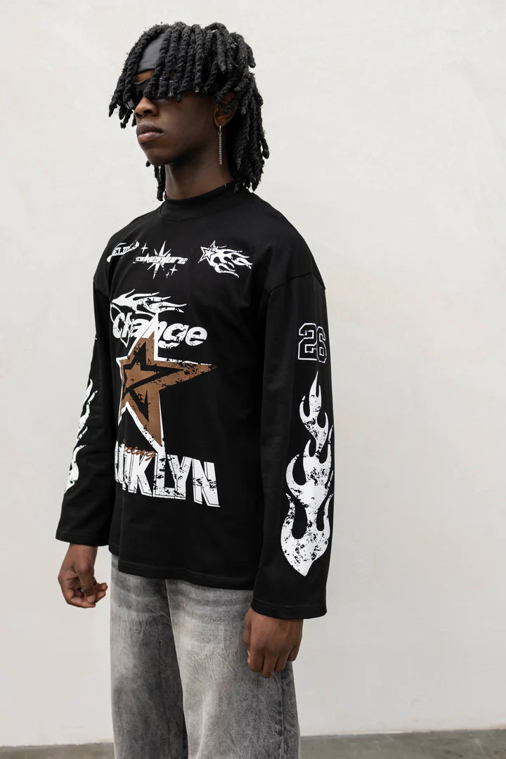 Longsleeve Brooklyn Star Nera