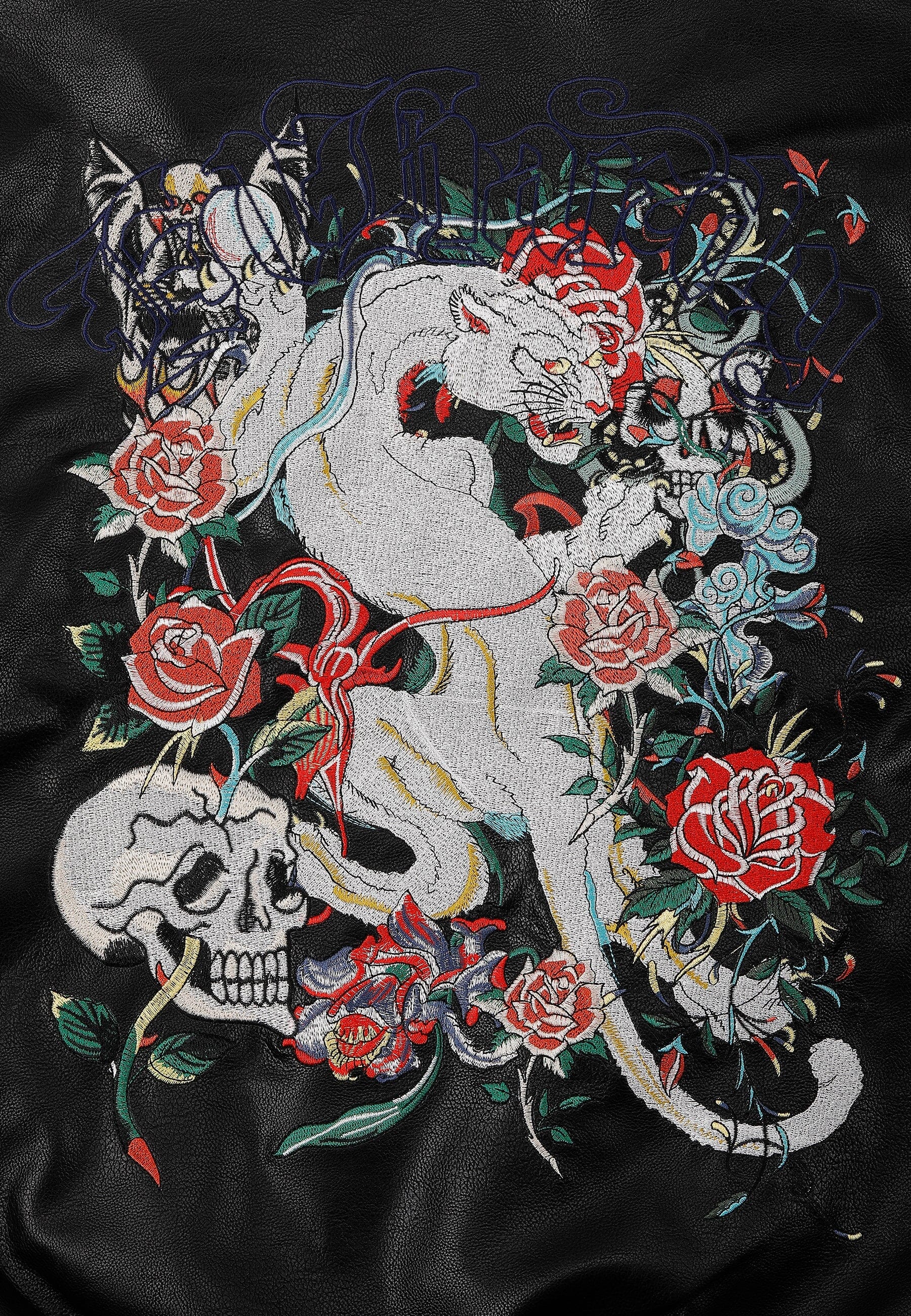 Jacket Ed Hardy in pelle Tiger Embroidery