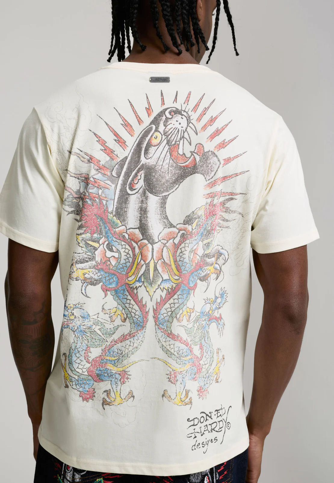 T-shirt Ed Hardy Dragon Panther Cream