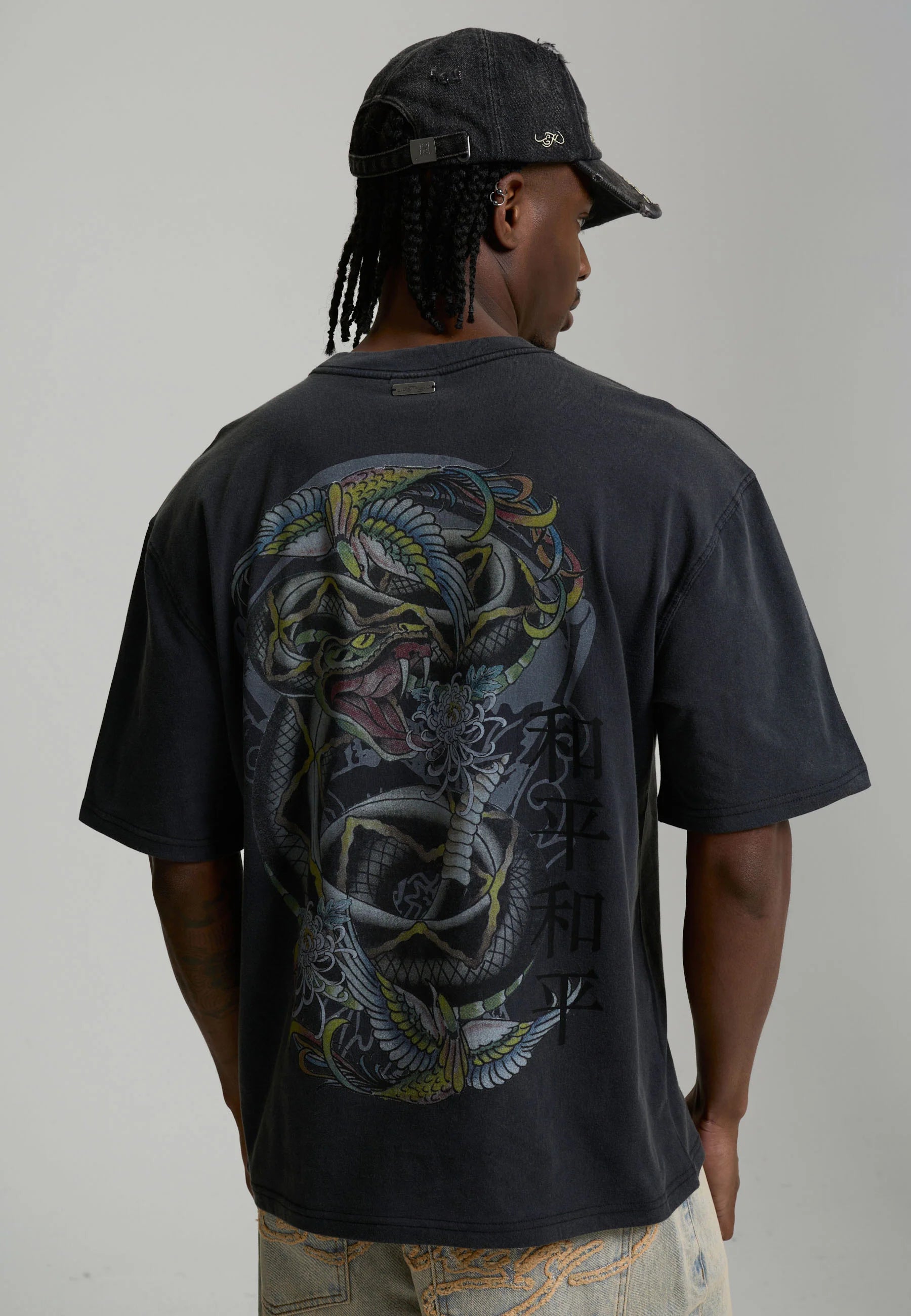 T-shirt Ed Hardy Washed Snake Charmer Black