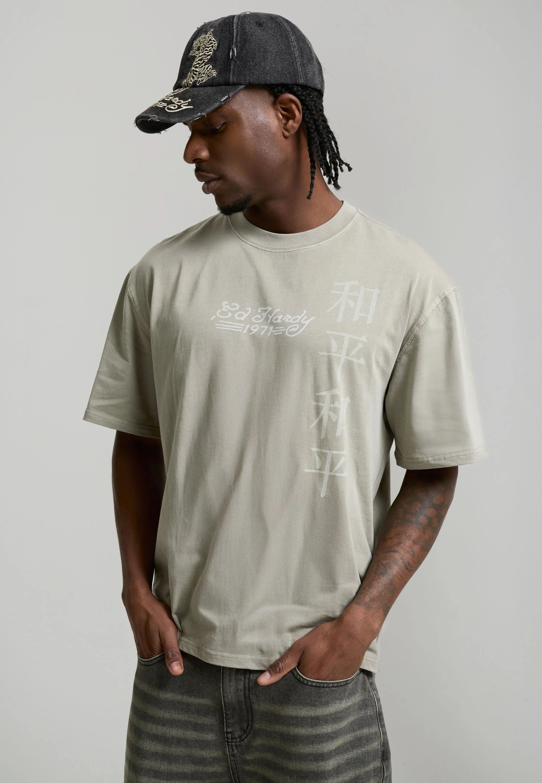 T-shirt Ed Hardy Washed Snake Charmer Green