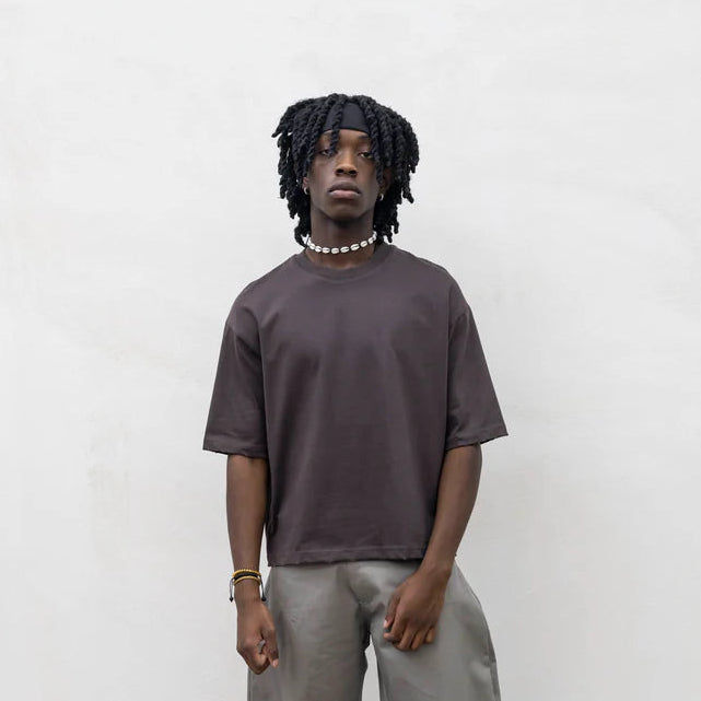 T-shirt Crop Marrone Unisex