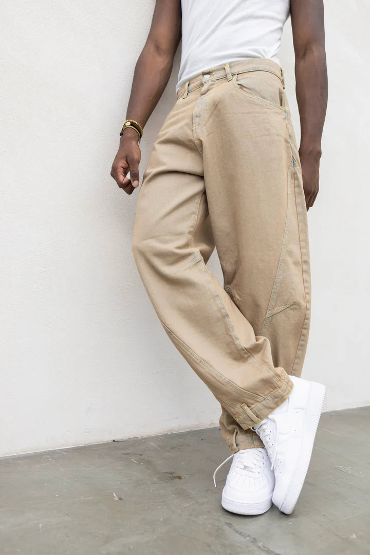 Coordinato Workwear Uomo – Giacca e Pantaloni in Denim Beige