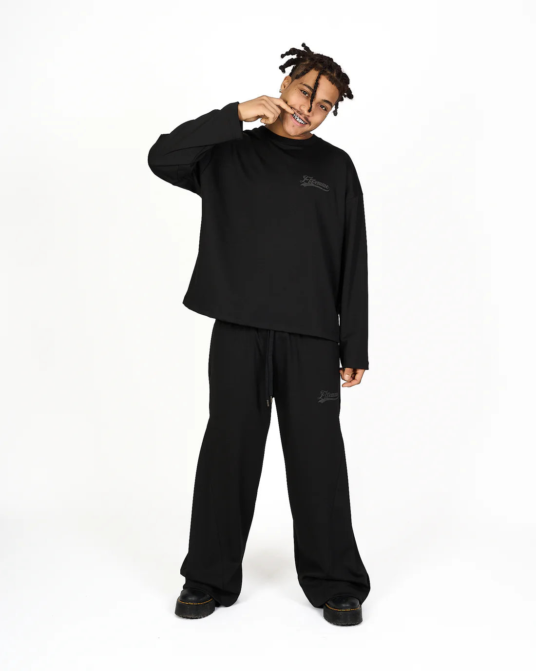 Coordinato Crewneck Logo Nero