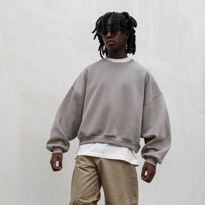 Felpa Basic Over Girocollo Beige