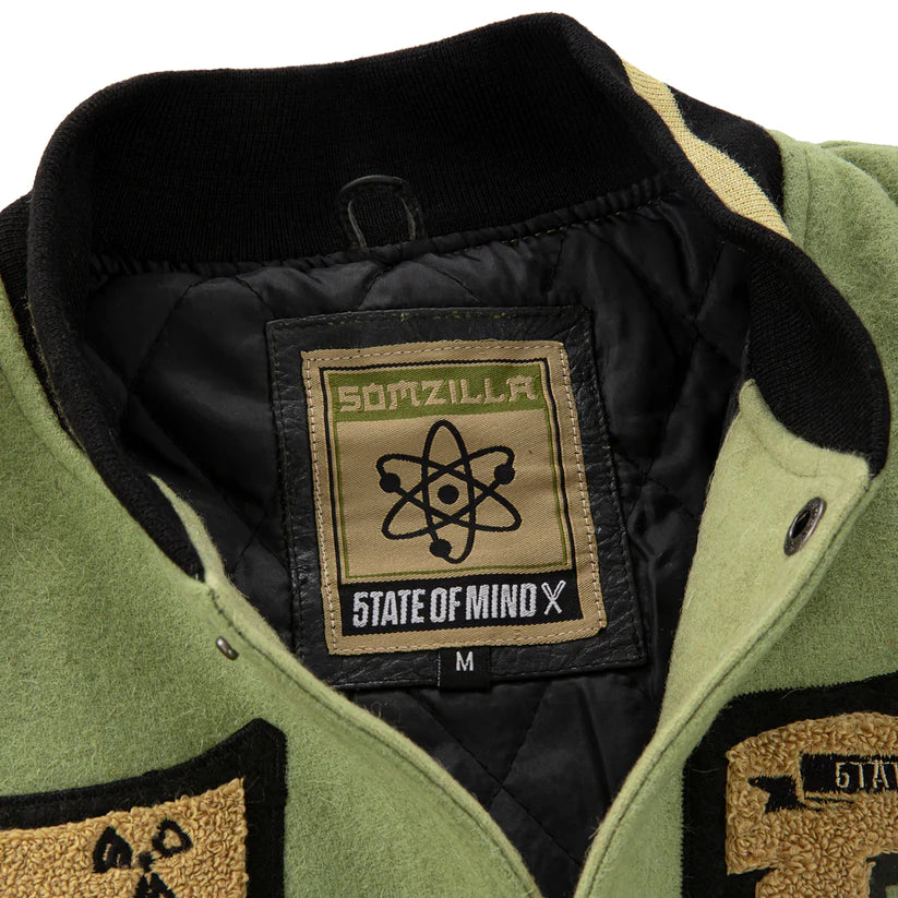 Giubotto 5tate of mind " 5OMZILLA " Varsity Jacket Military Green