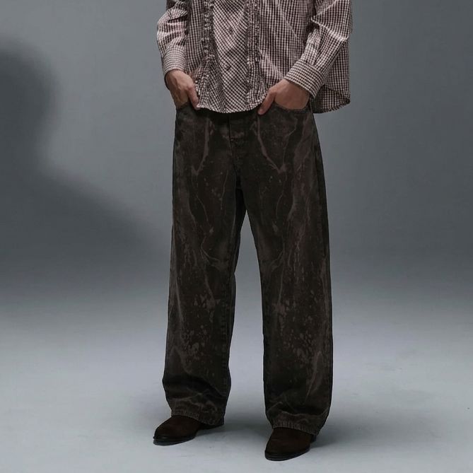 Jeans Balloon Marmory Brown Minimal Couture