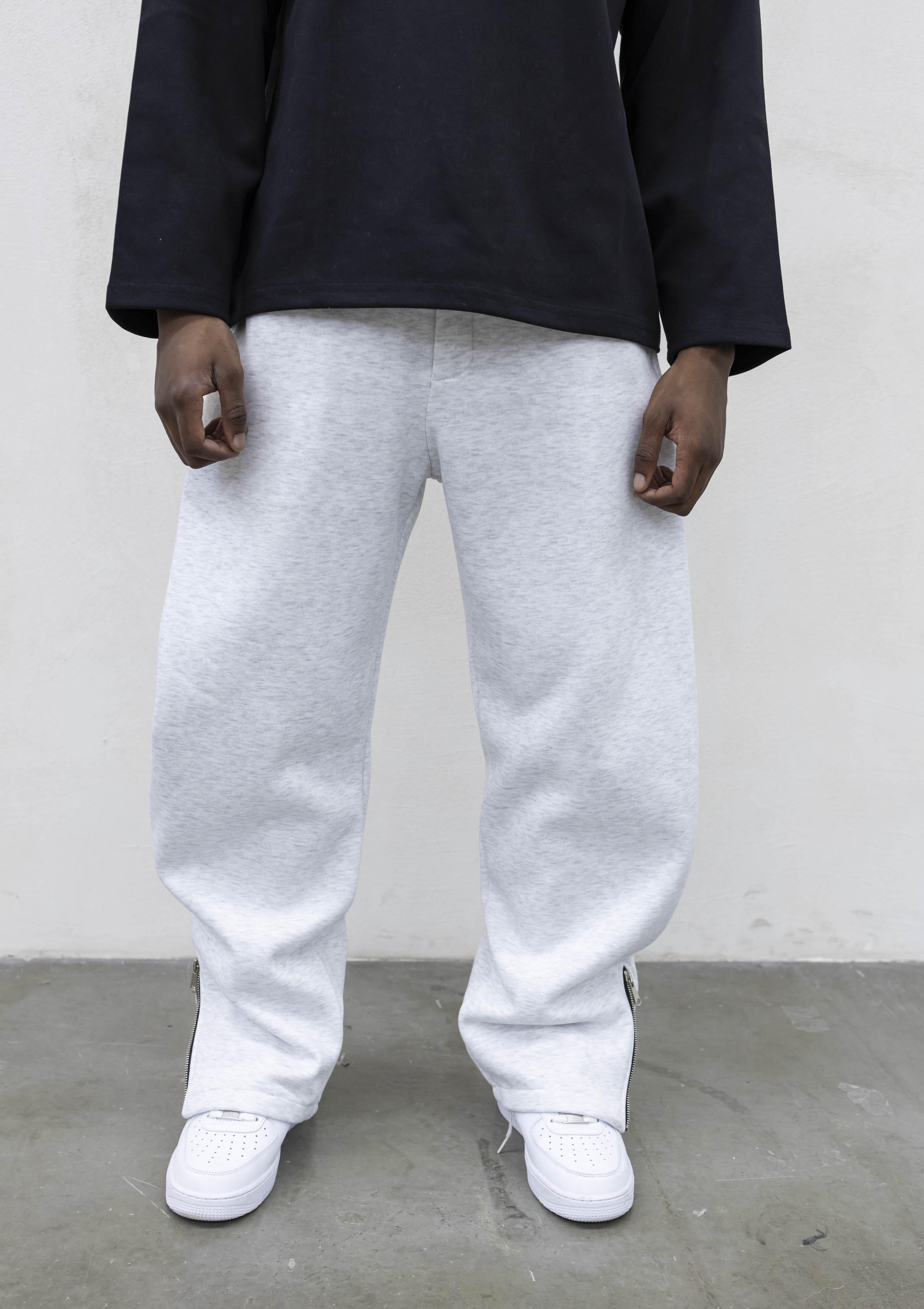 Pantalone Tuta Balloon con Zip Regolabile Grigio