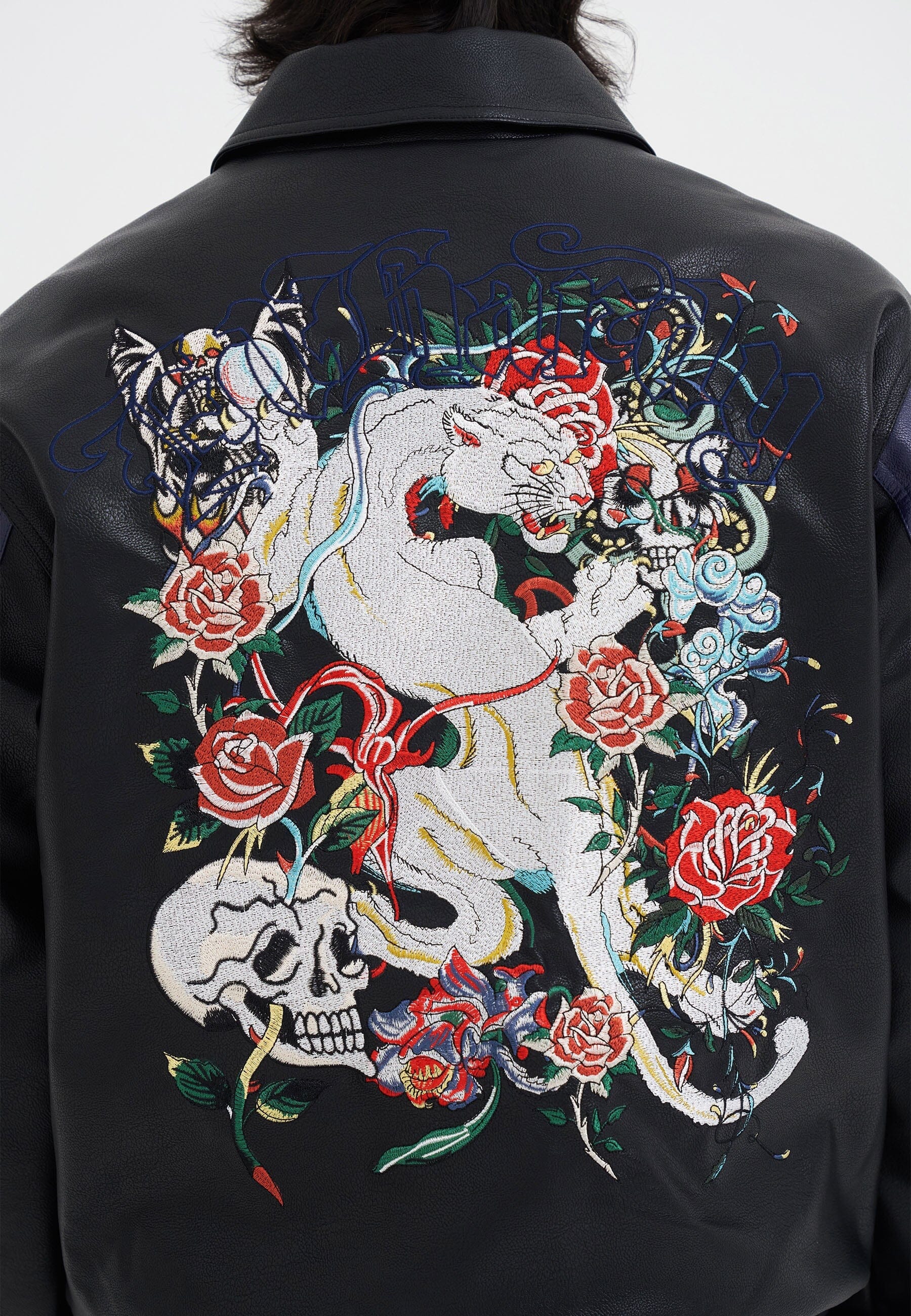 Jacket Ed Hardy in pelle Tiger Embroidery