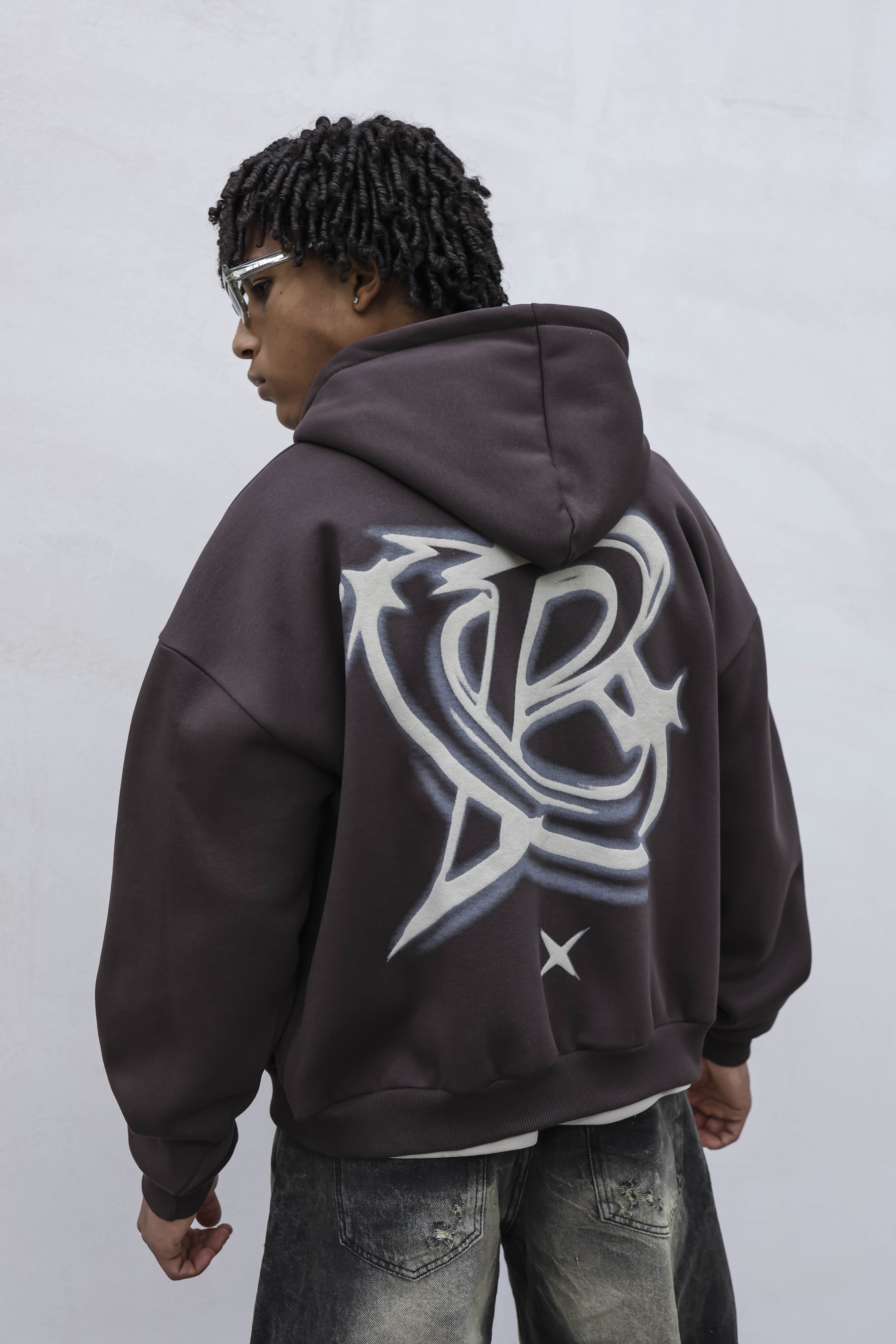 Felpa Boxy Spray Marrone