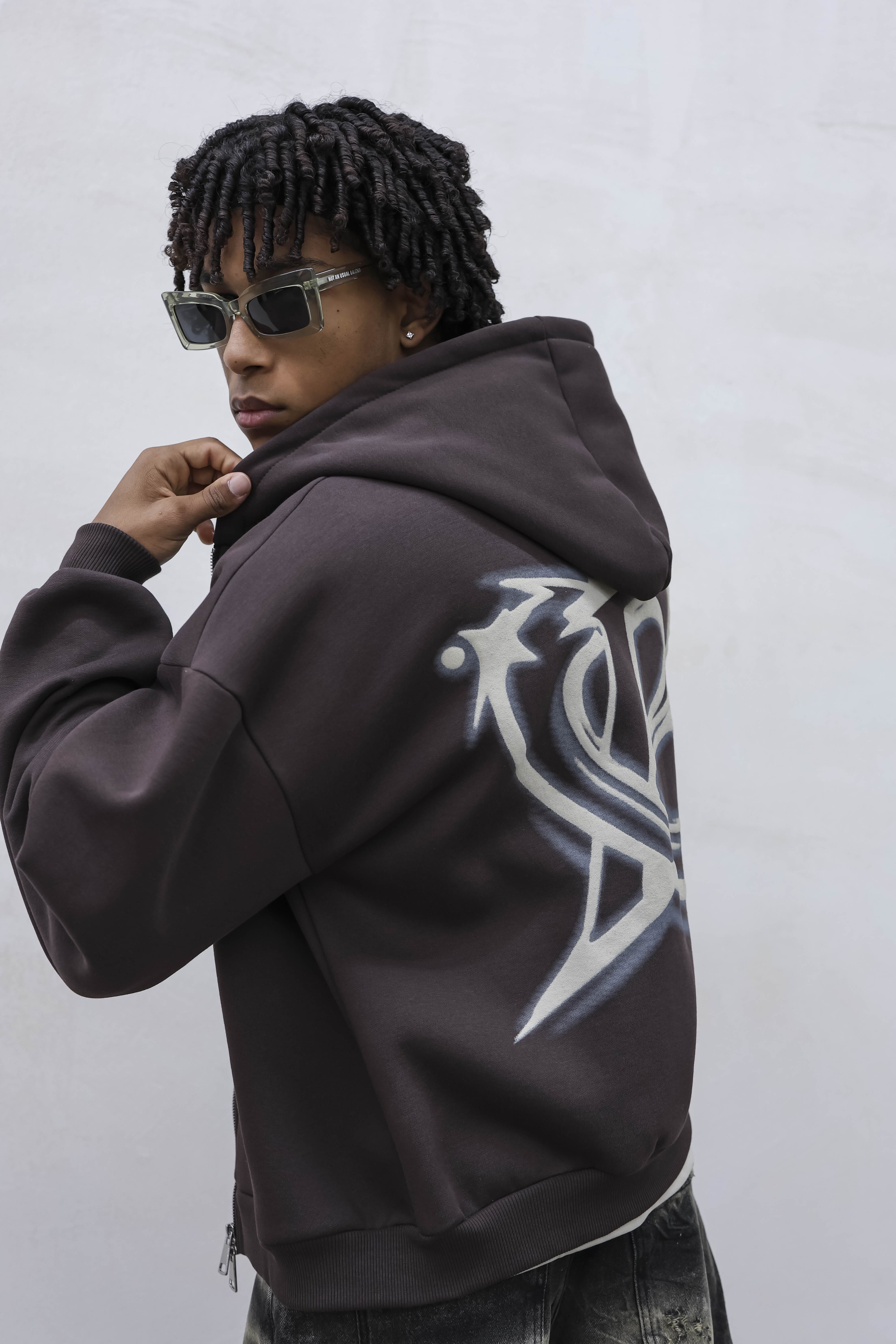 Felpa Boxy Spray Marrone