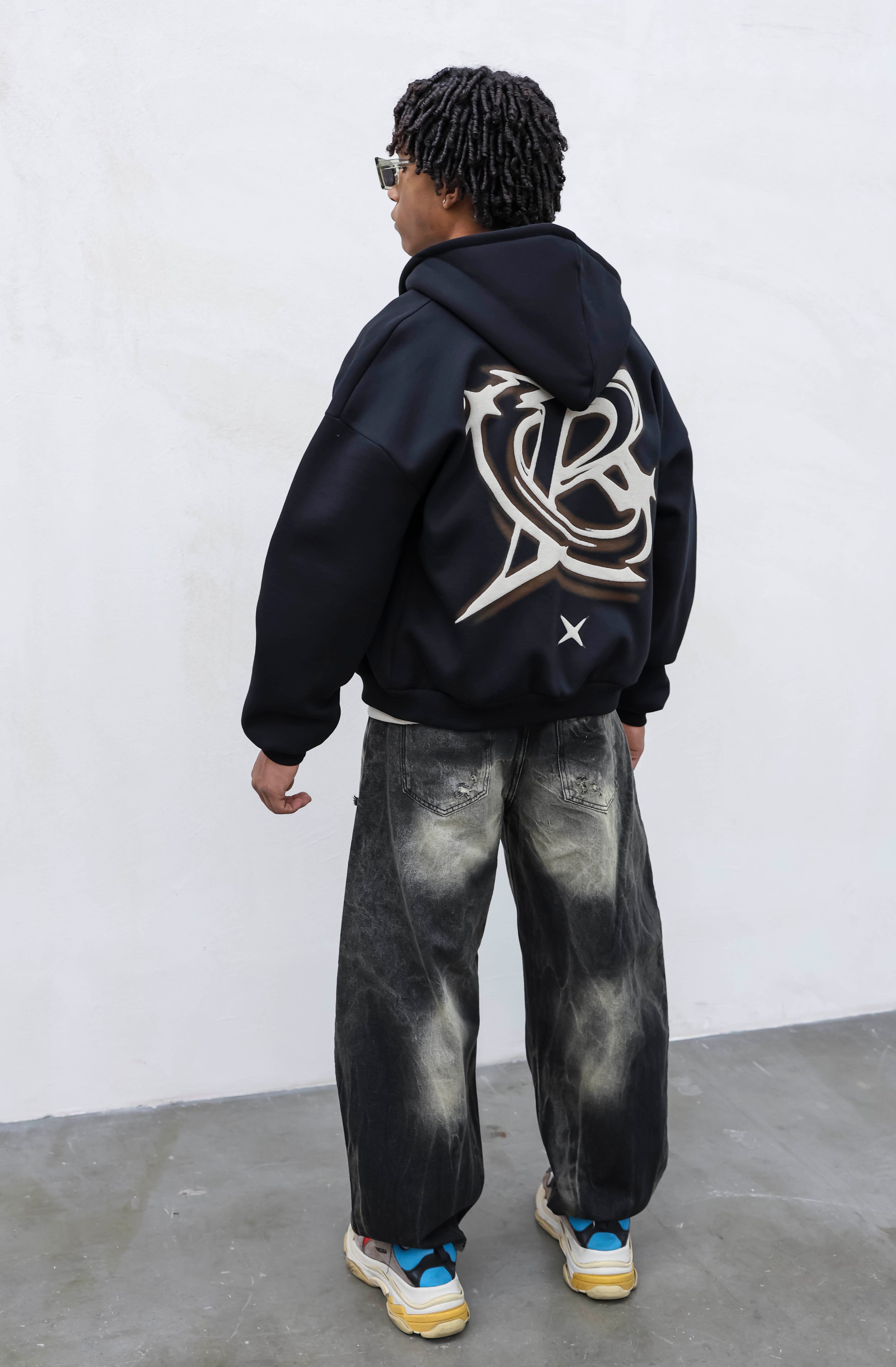 Felpa Boxy Spray Nera