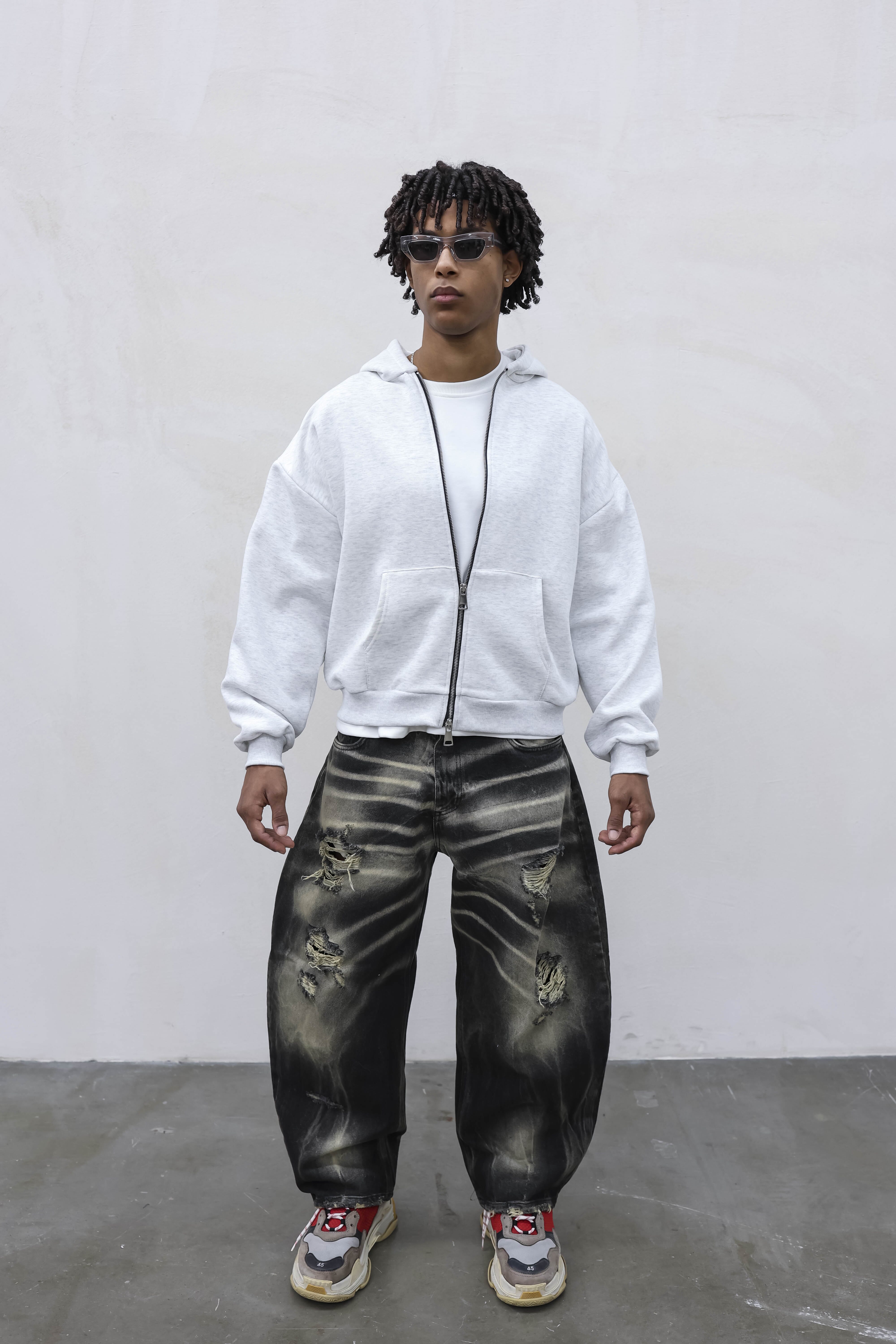 Felpa Boxy Spray Grigia