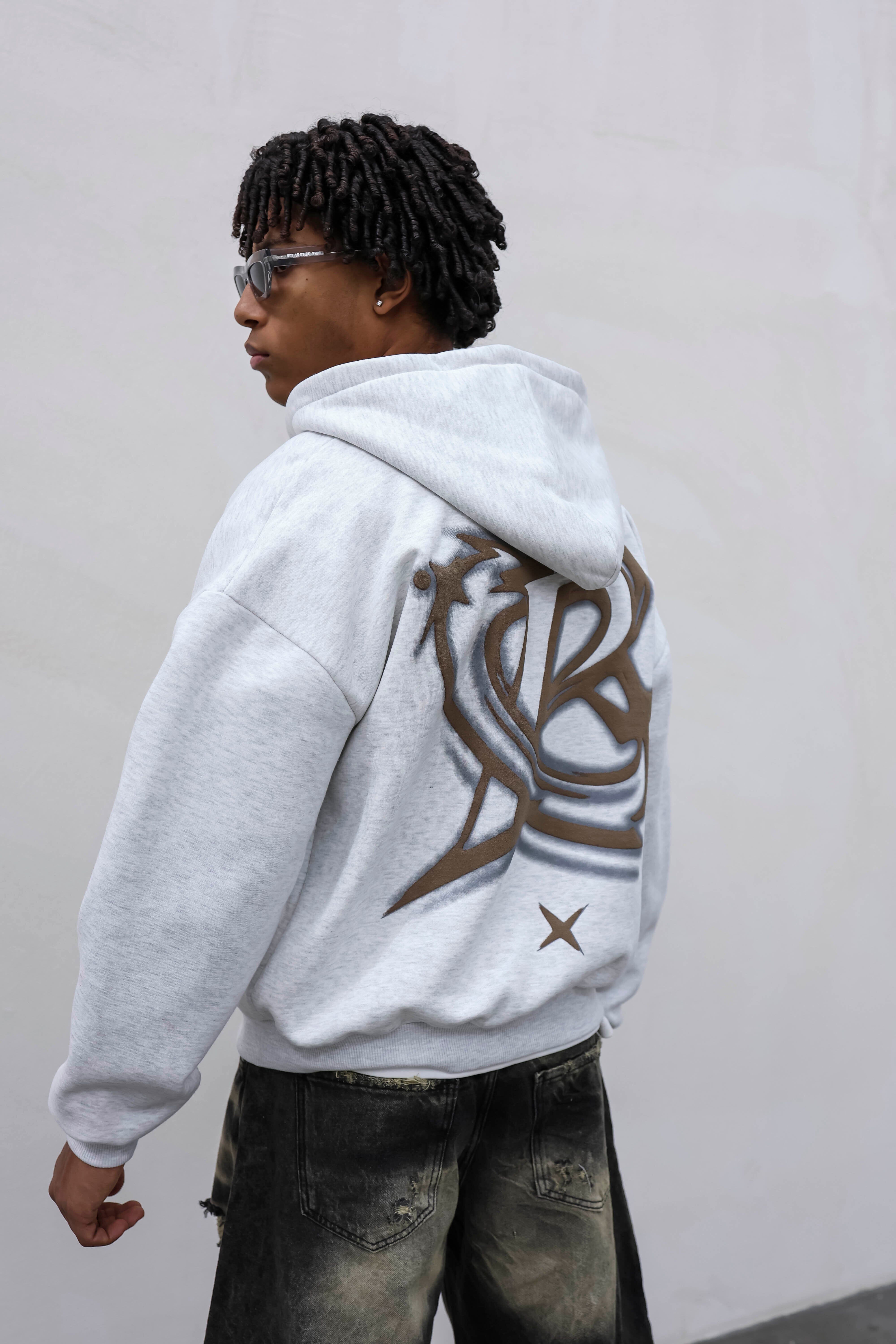 Felpa Boxy Spray Grigia