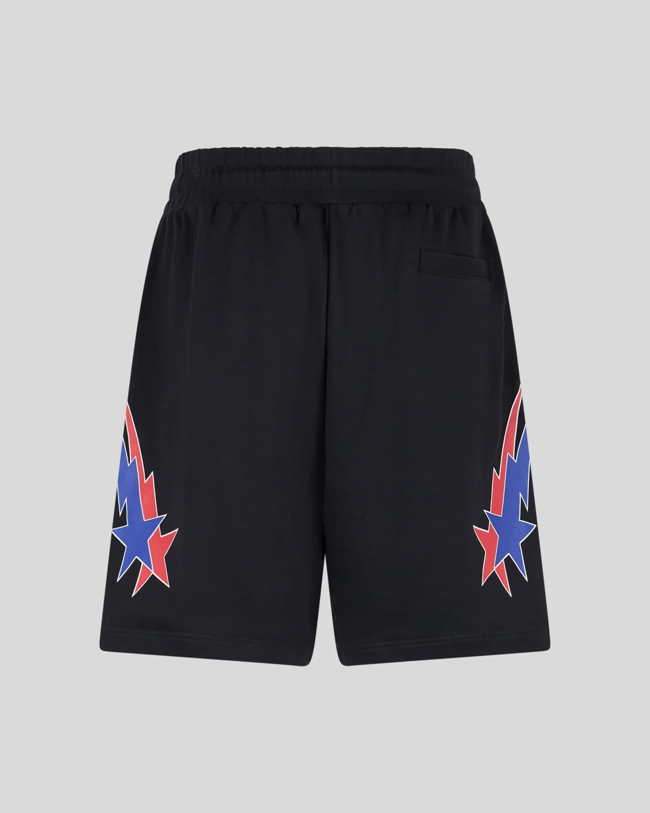 Pantaloncino Phobia neri con grafica Starry Lightning rossa e blu