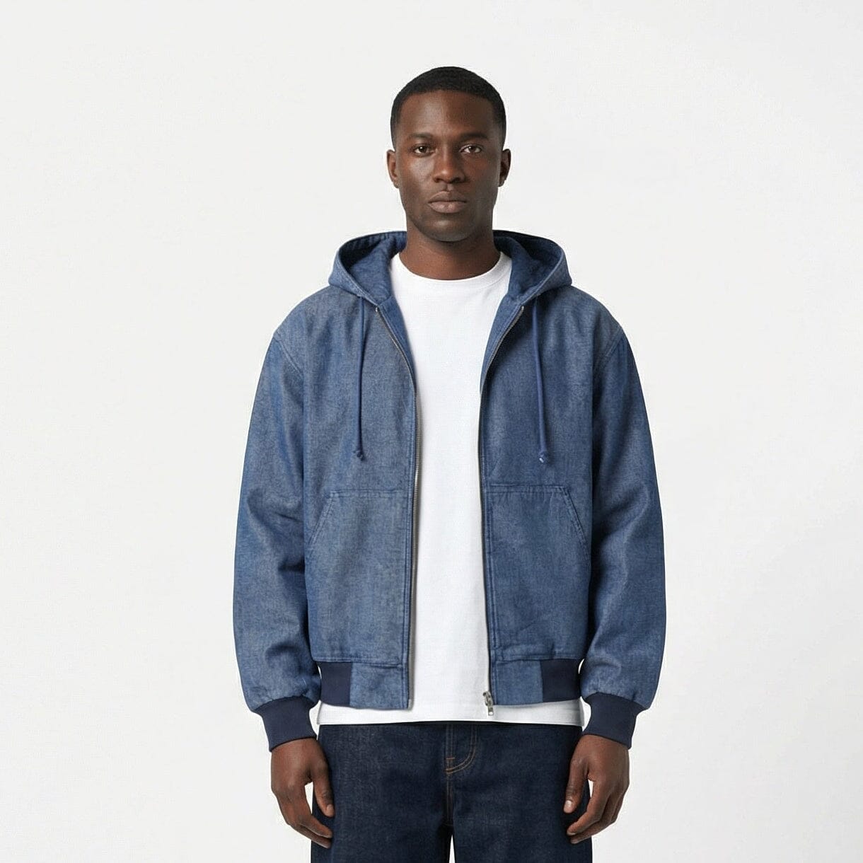 Giacca Denim SOLID con cappuccio e zip