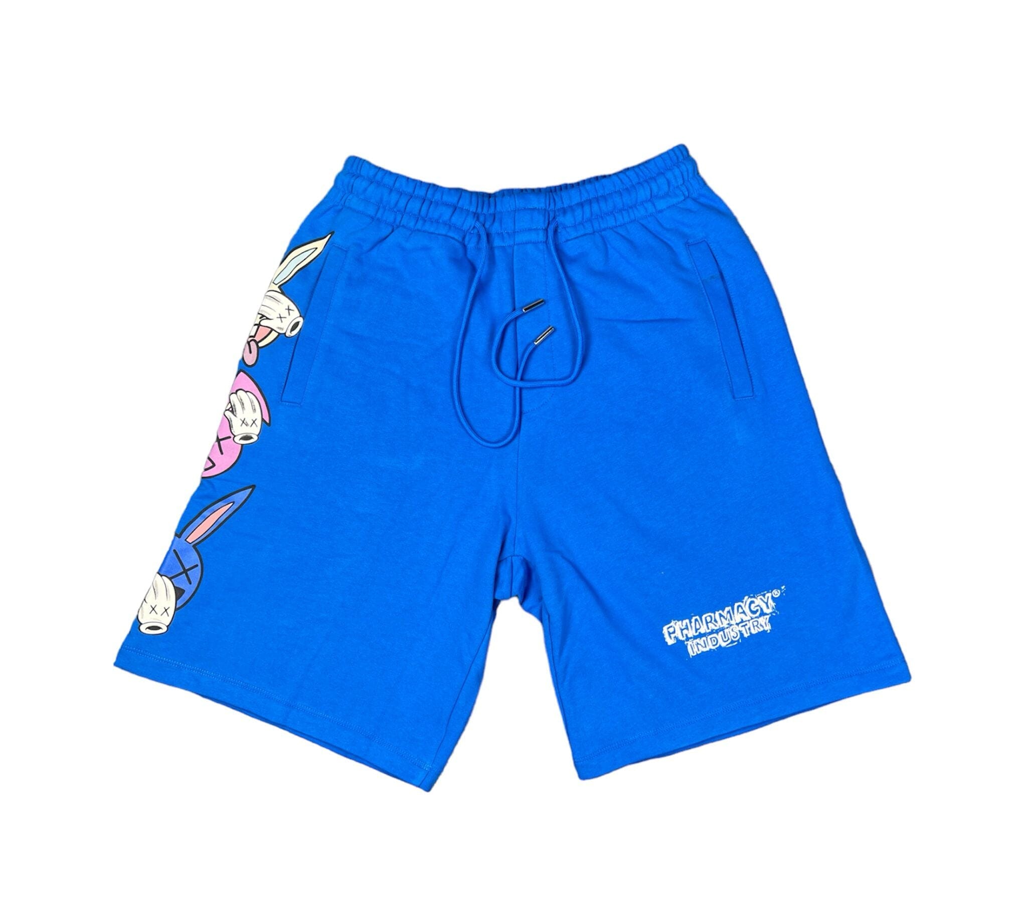 Short Pharmacy blu con stampa