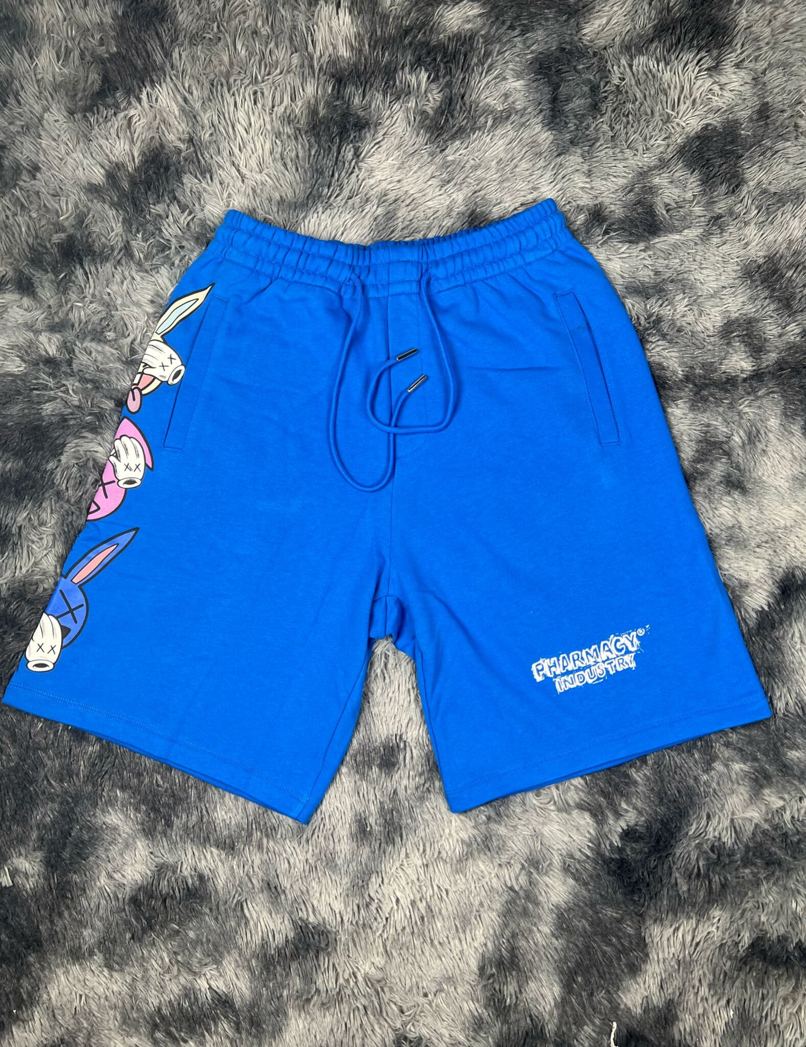 Short Pharmacy blu con stampa