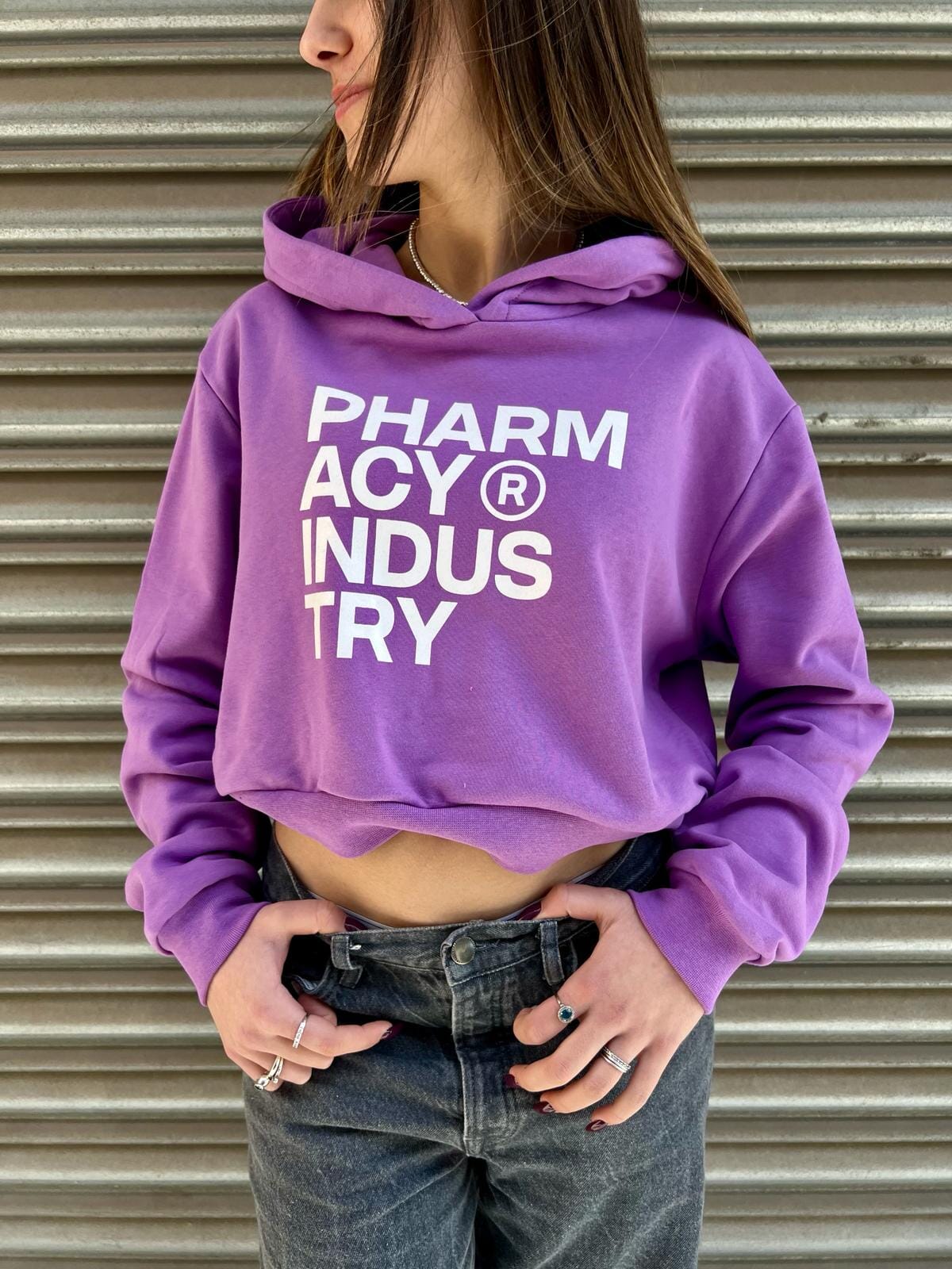 Hoodie Pharmacy corta da donna