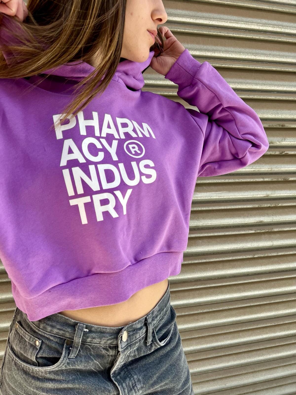 Hoodie Pharmacy corta da donna
