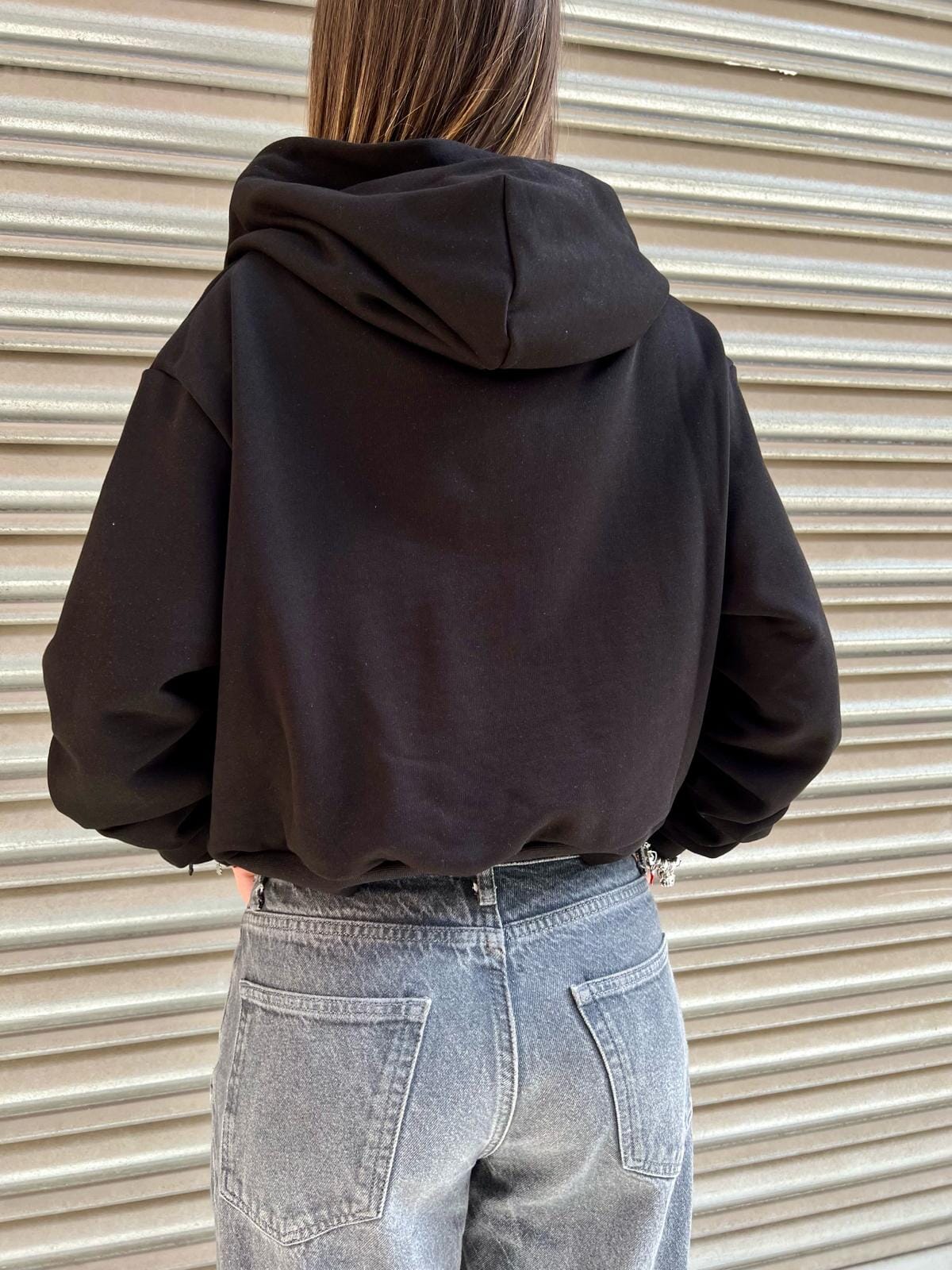 Hoodie Pharmacy corta da donna nera