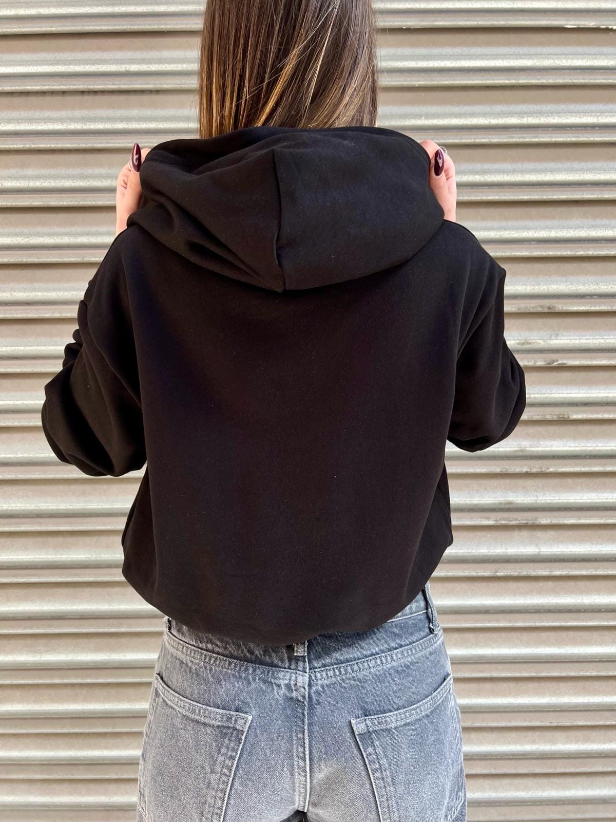 Hoodie Pharmacy corta da donna nera