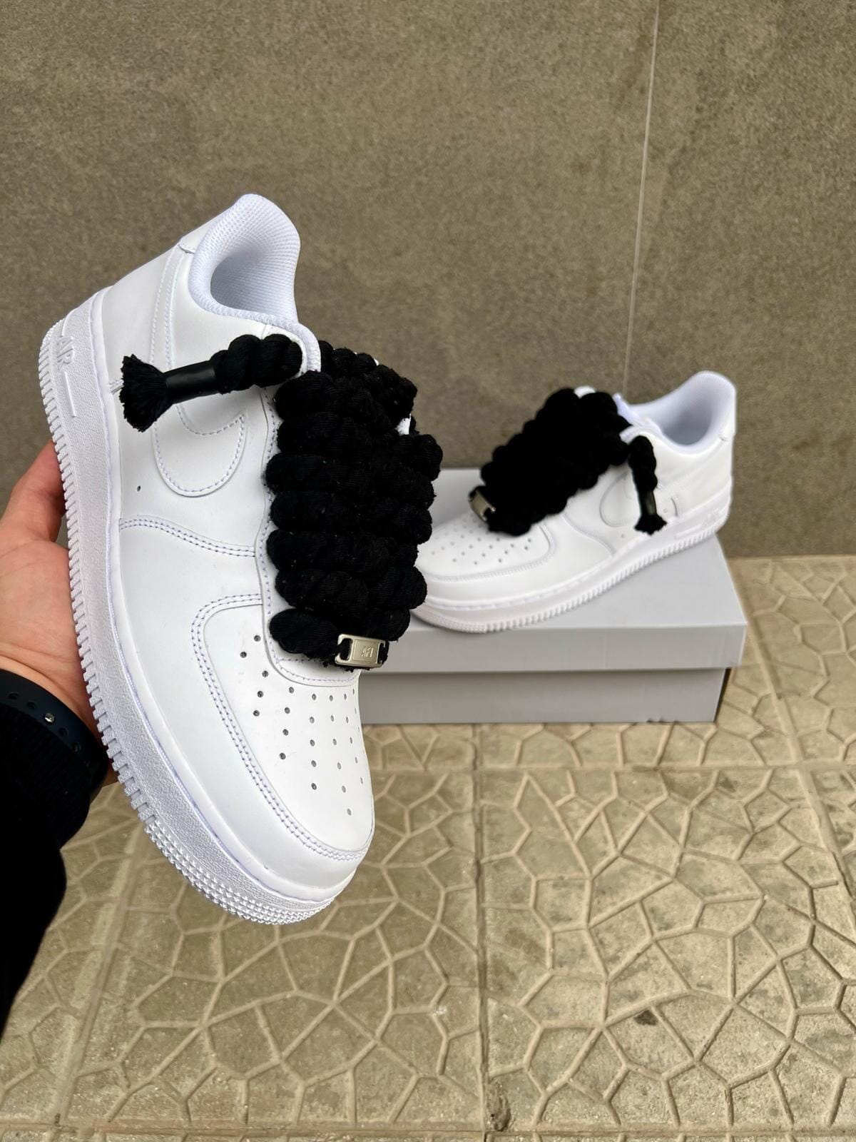 Nike air force 1 + laccio in corda nera custom