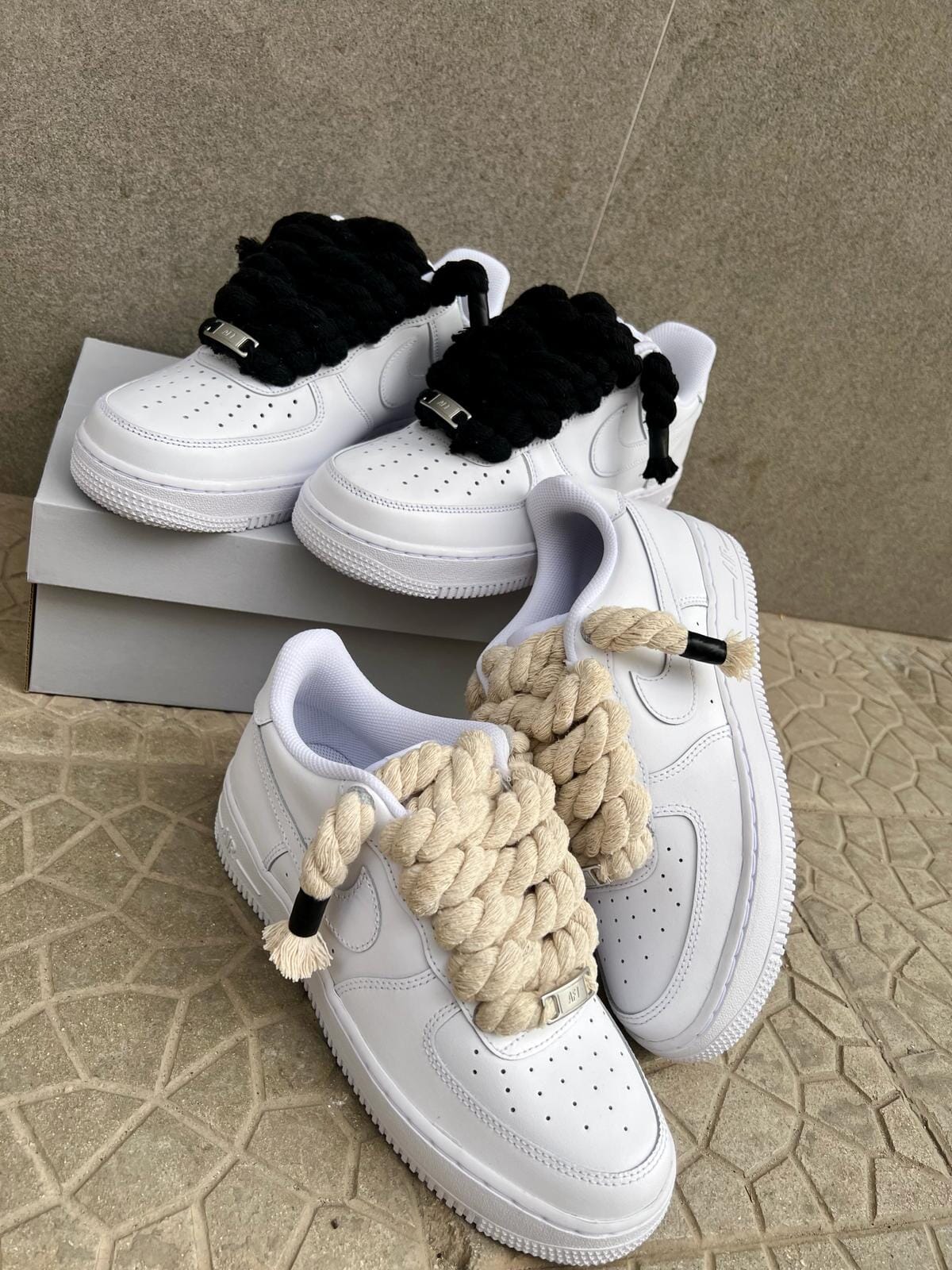 Nike air force 1 + laccio in corda nera custom