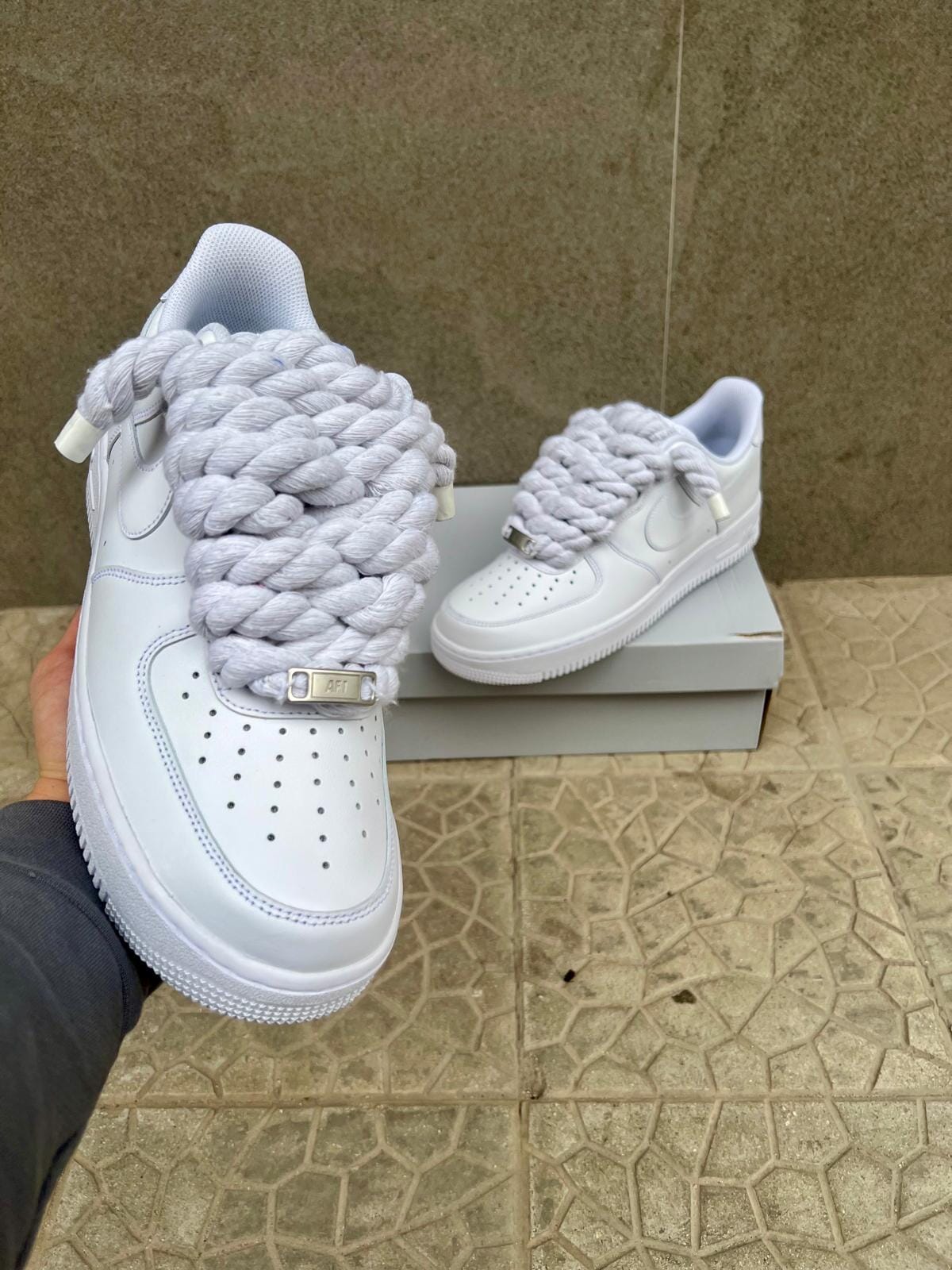 Nike air force 1 + laccio in corda bianca custom
