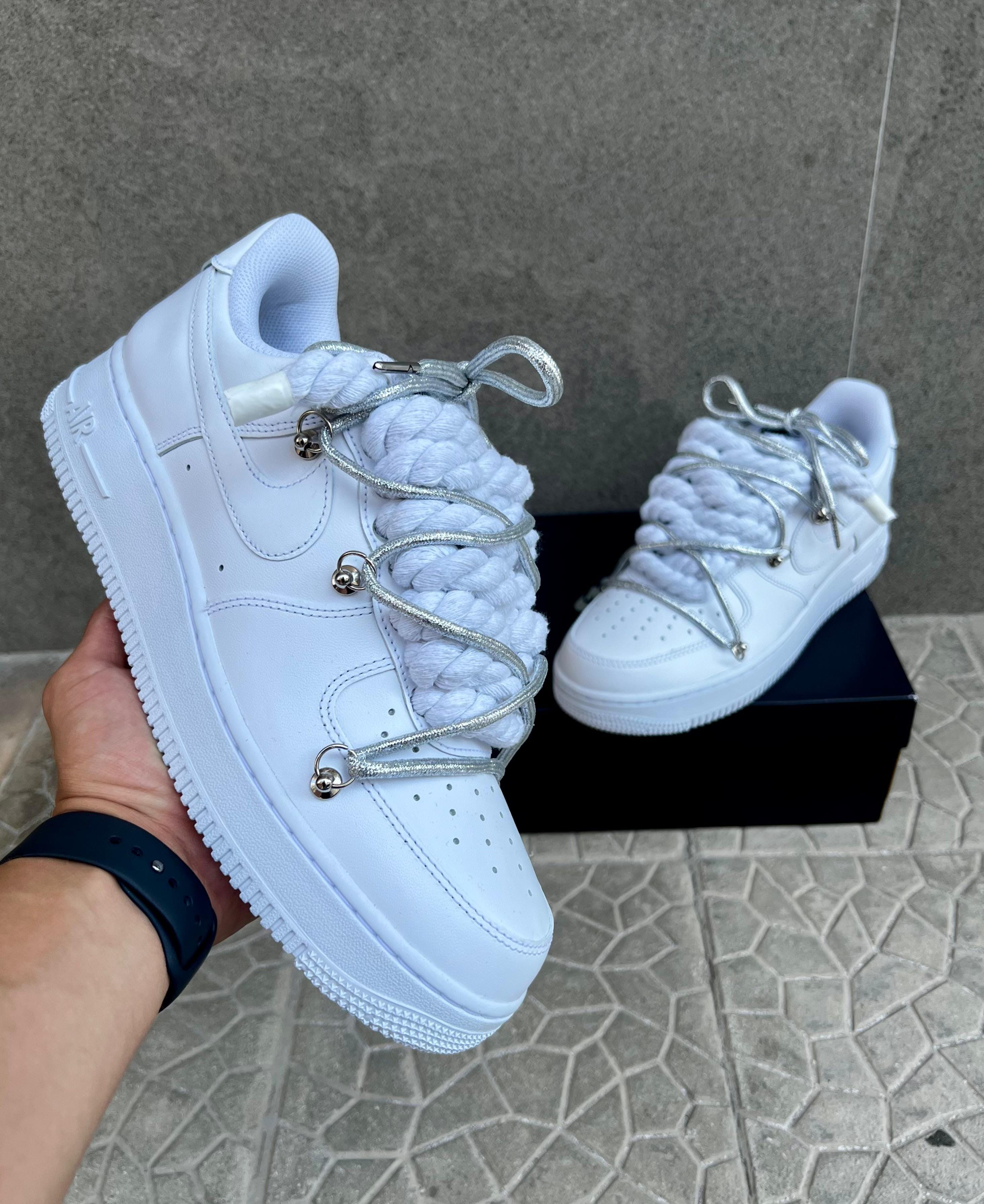 Nike air force 1 custom laccio in corda bianca ganci e doppio laccio Caputo Store