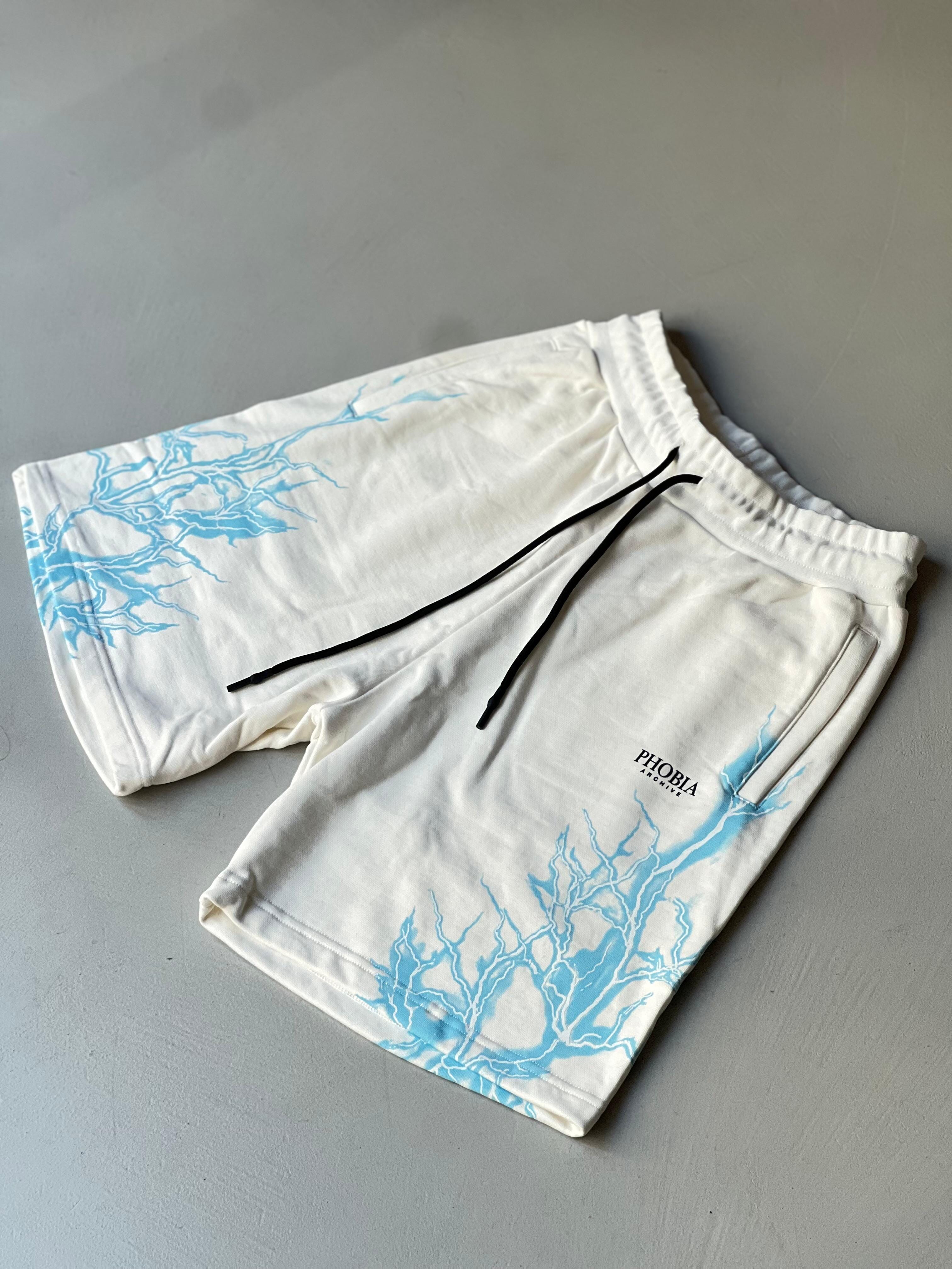 Pantaloncino Tuta Phobia Bianco Fulmini Celesti
