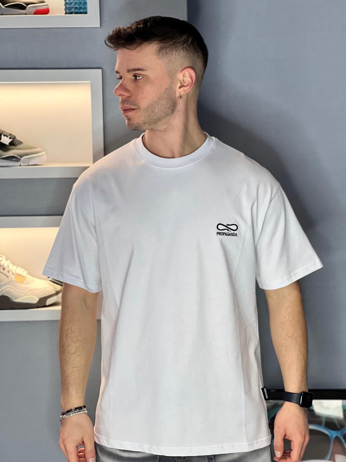 T-shirt Propaganda Logo Embroidery Tee White