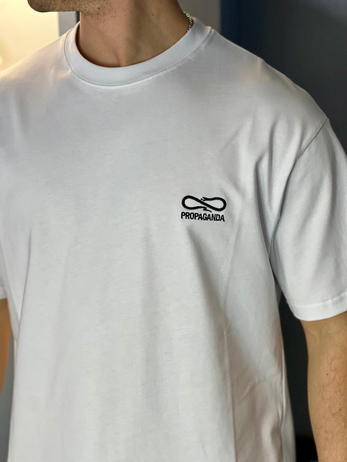 T-shirt Propaganda Logo Embroidery Tee White