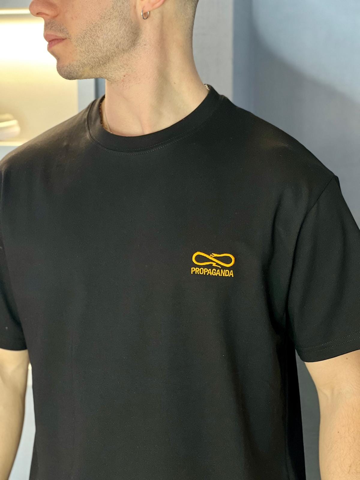 T-shirt Propaganda Logo Embroidery Tee Black