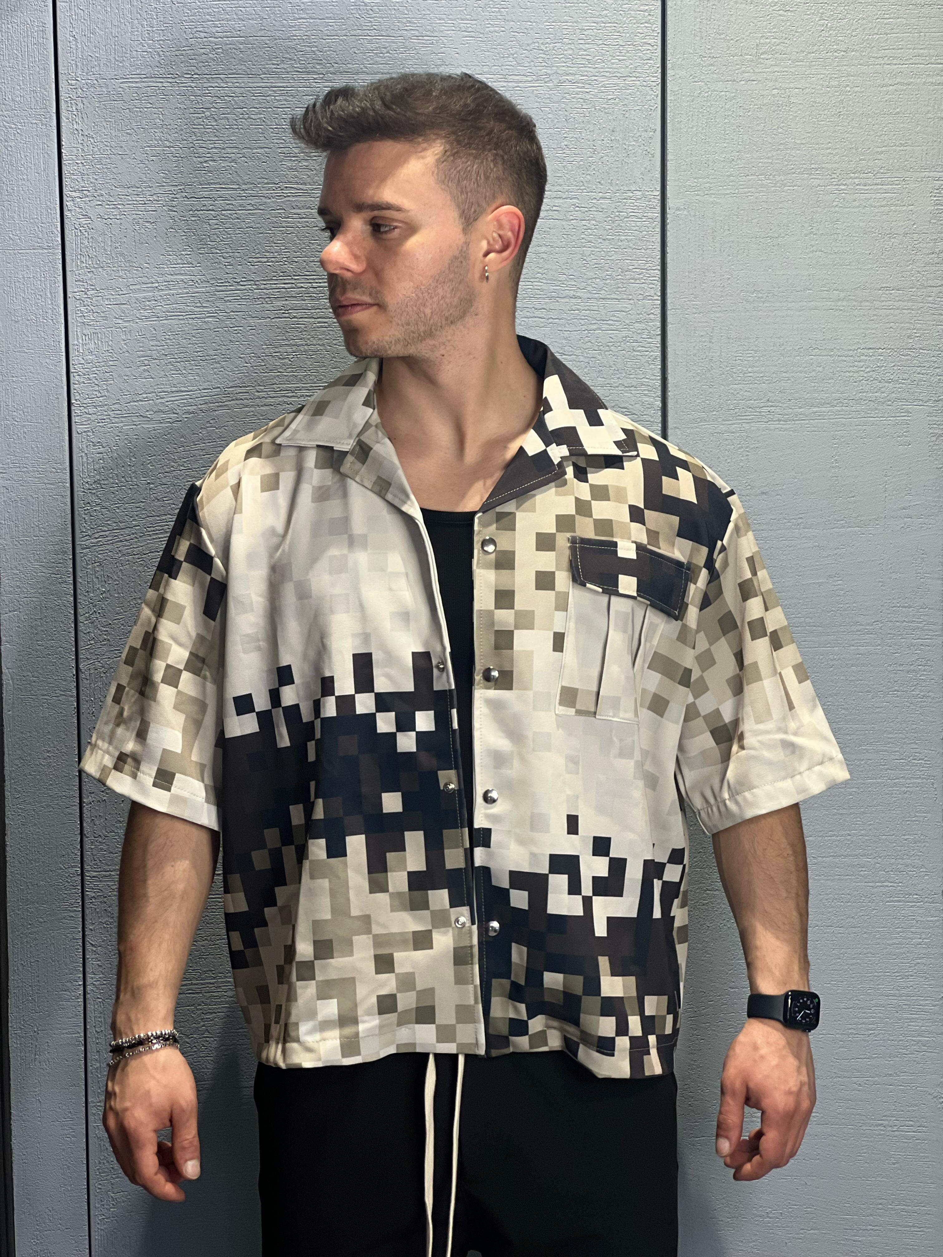 Camicia Hydo Quadrettata Beige