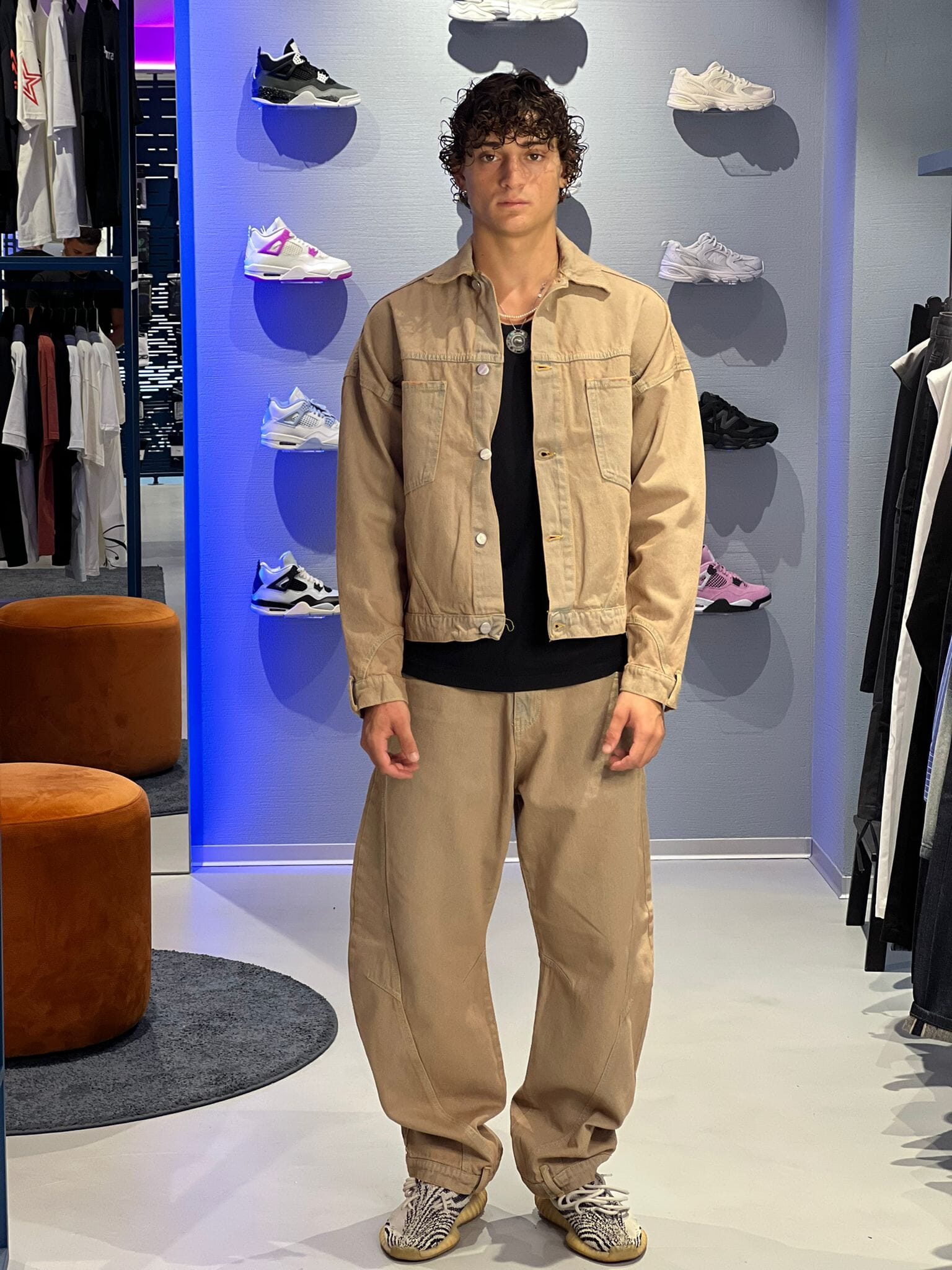 Coordinato Workwear Uomo – Giacca e Pantaloni in Denim Beige