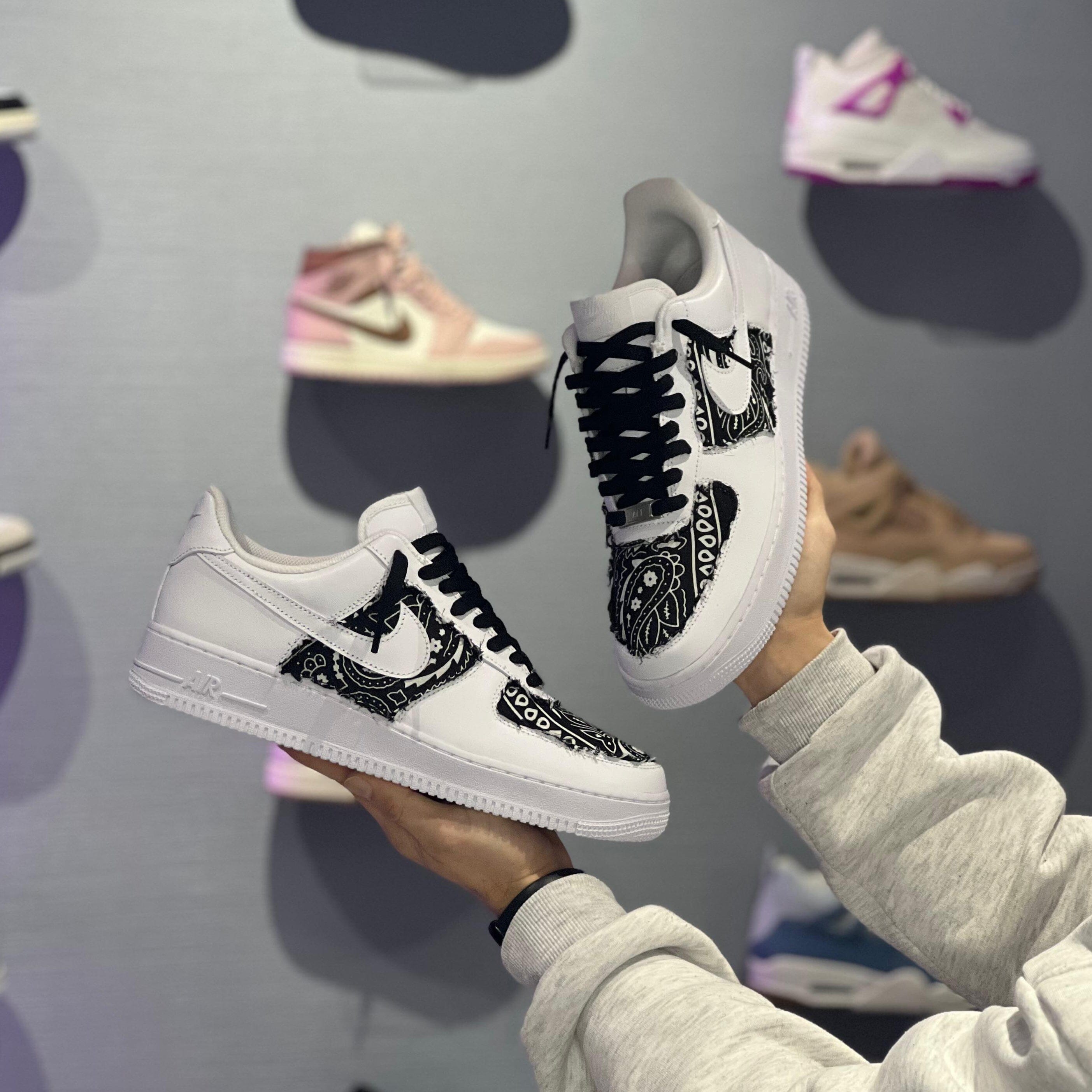 Nike air force 1 custom “Black Bandana"