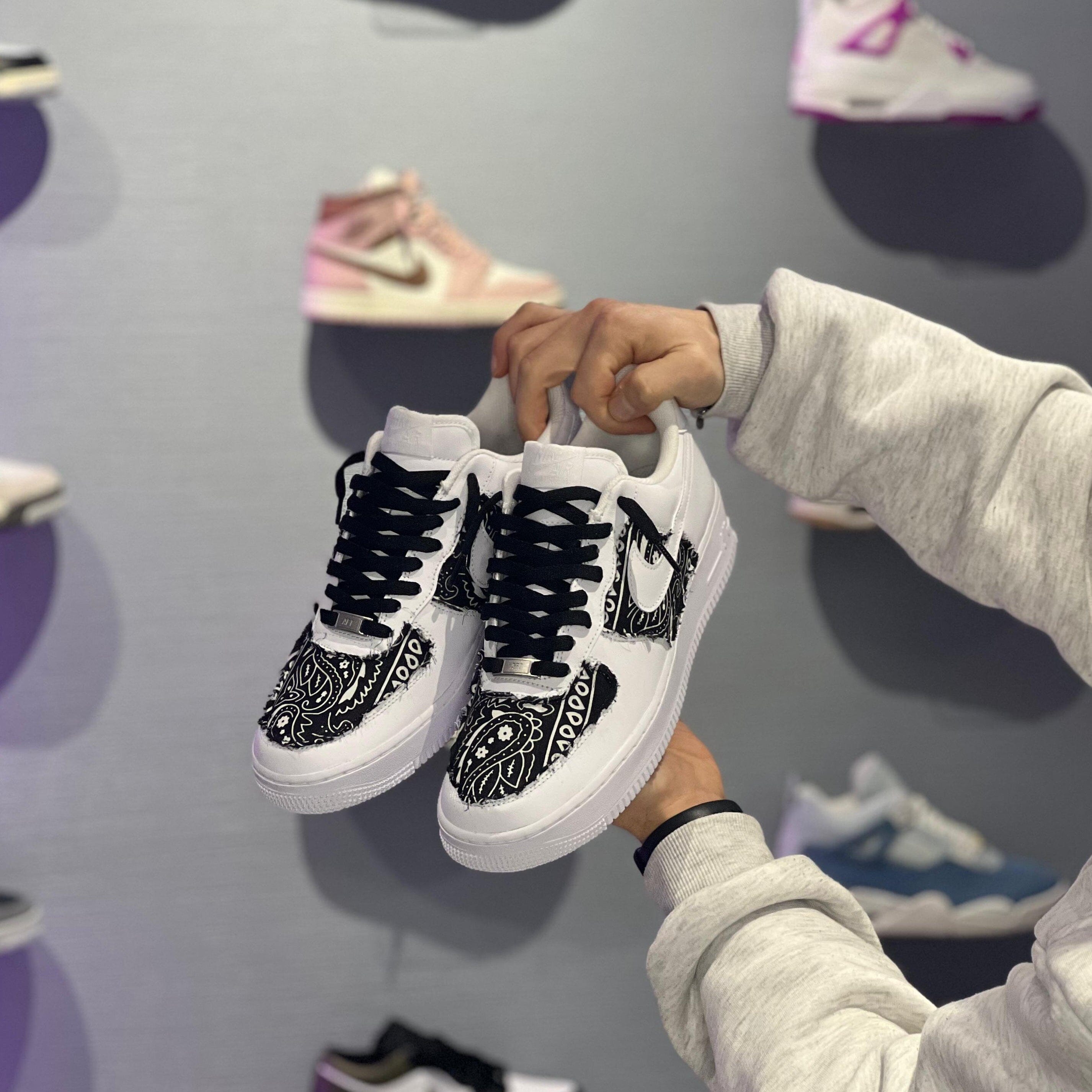 Nike air force 1 custom “Black Bandana"