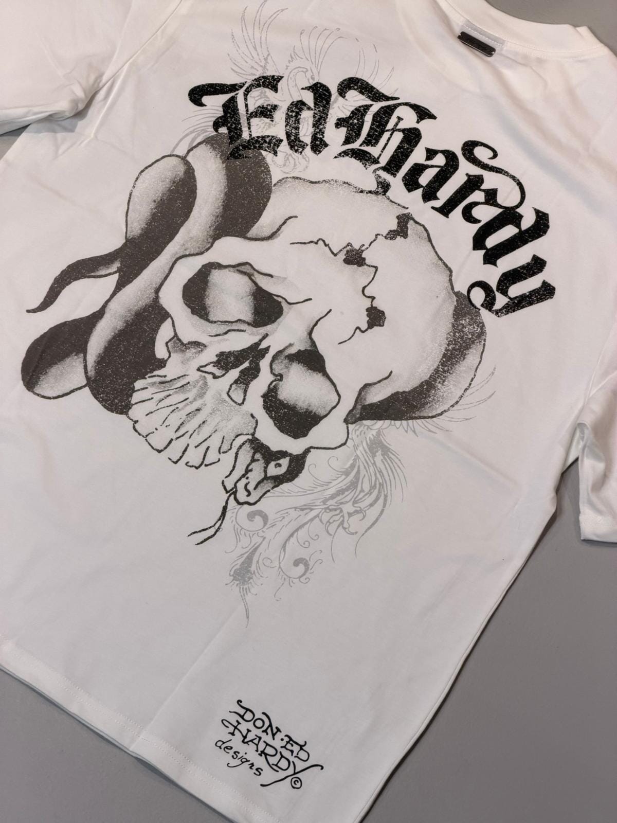 T-shirt Ed Hardy Faded Gothic Skull White