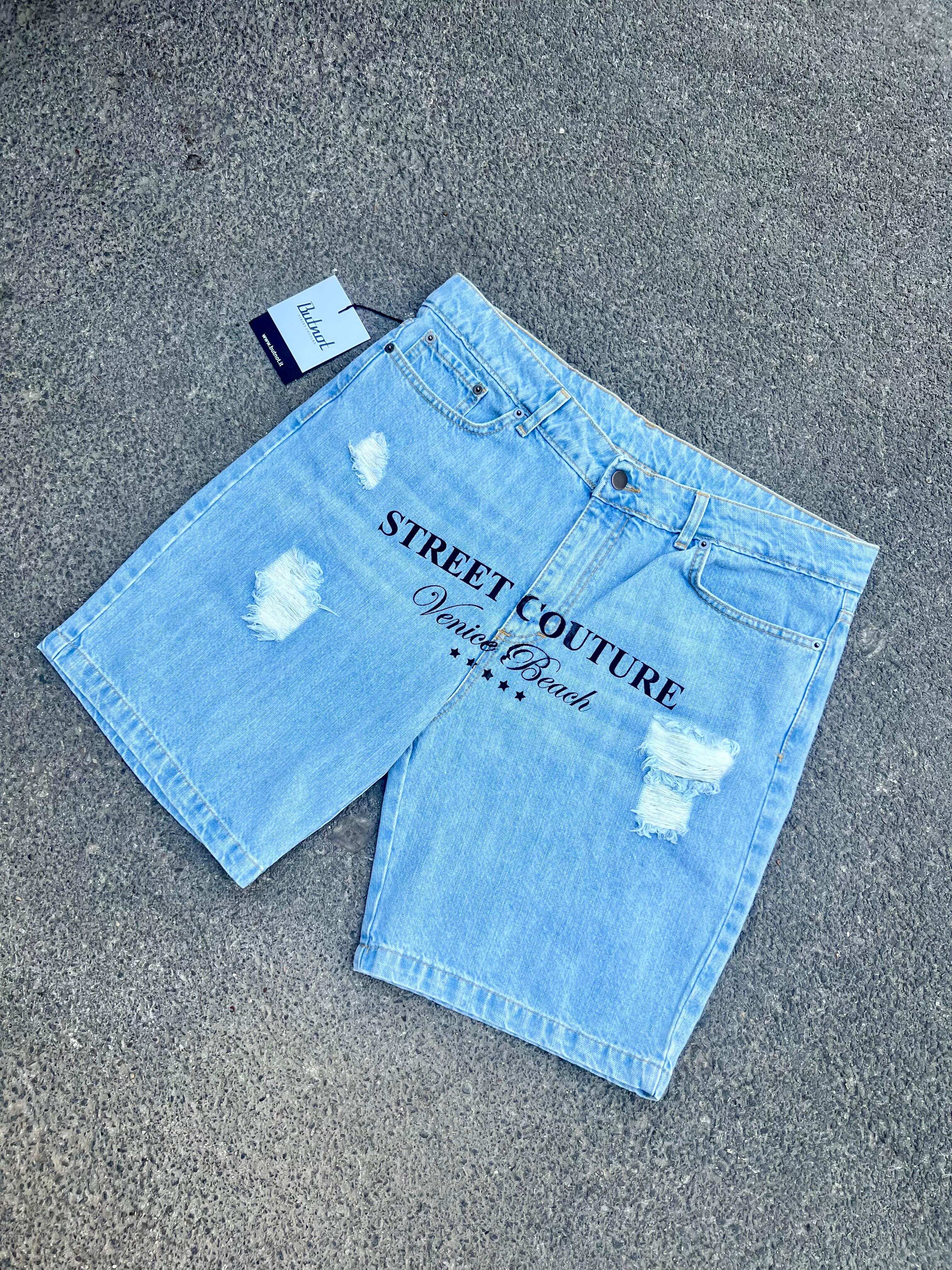 Short di jeans Butnot stampa palme