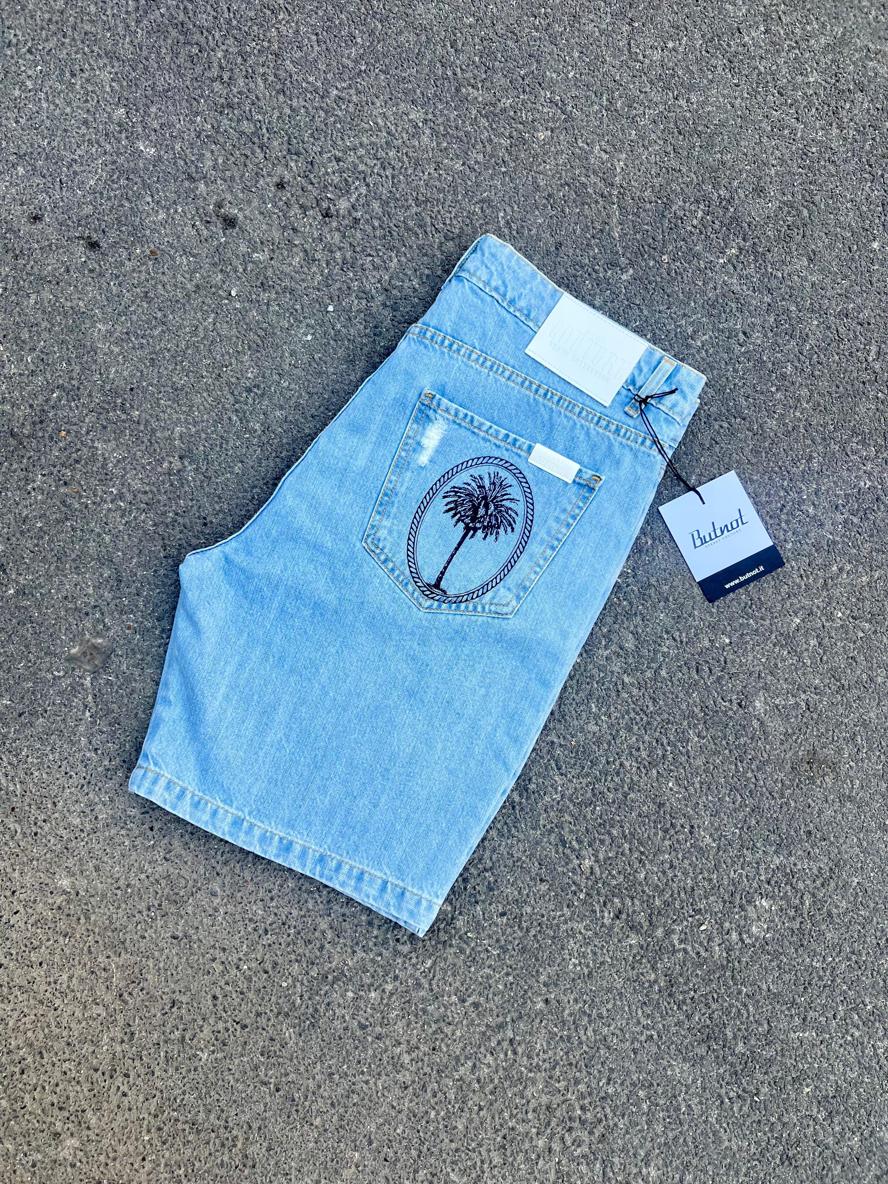 Short di jeans Butnot stampa palme