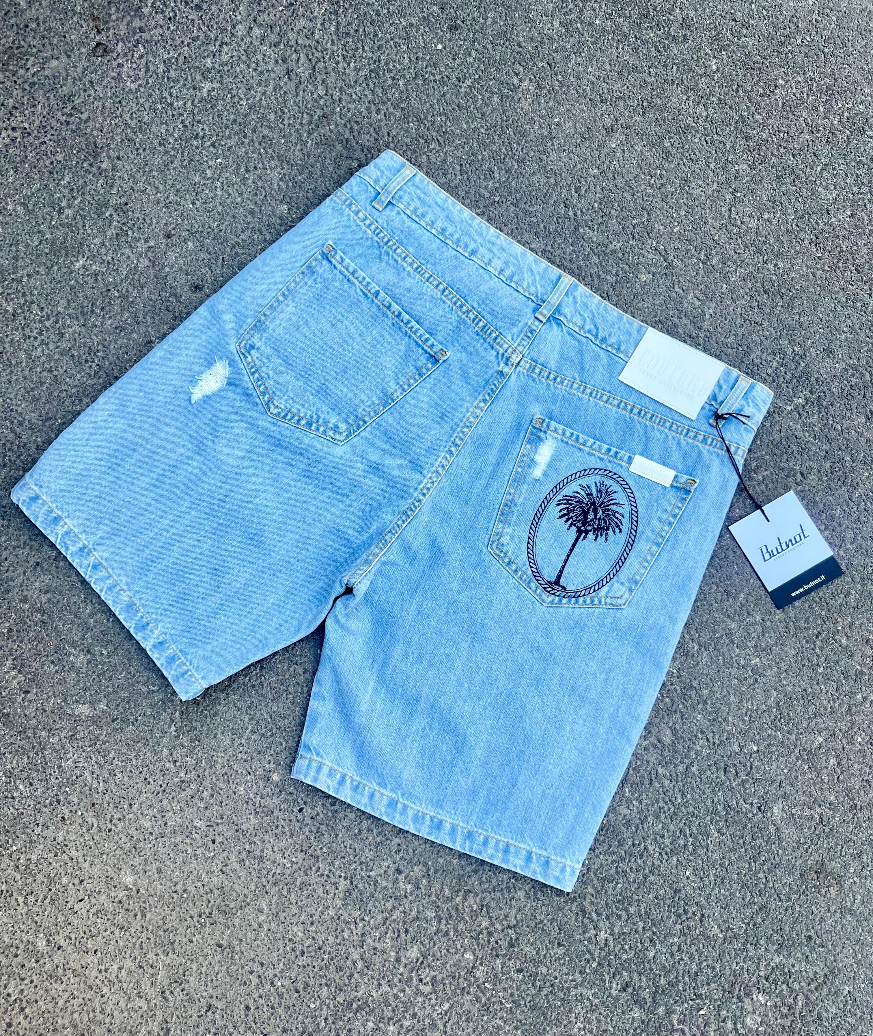 Short di jeans Butnot stampa palme