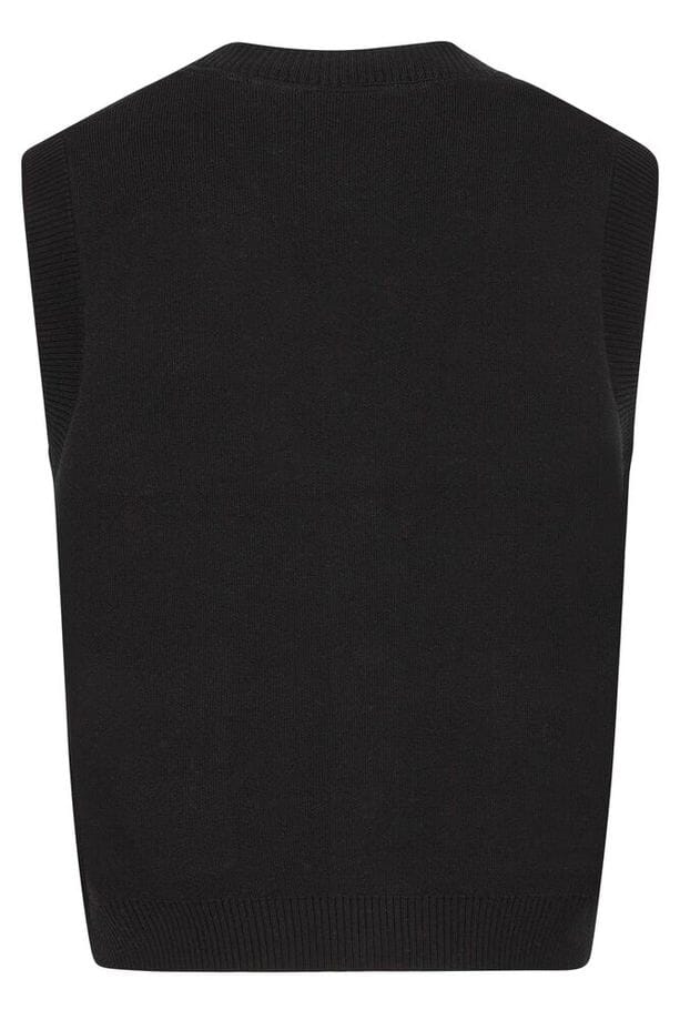 Gilet Solid in Maglia con Bottoni - Nero