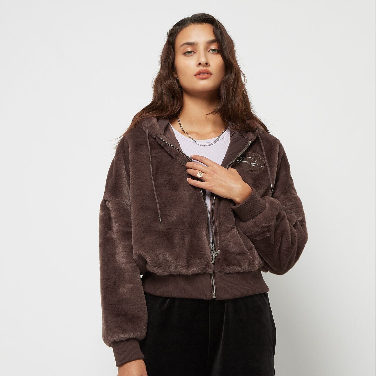 Jacket Brown Fubu - Signature Rhinestone Fur FW224-022-1