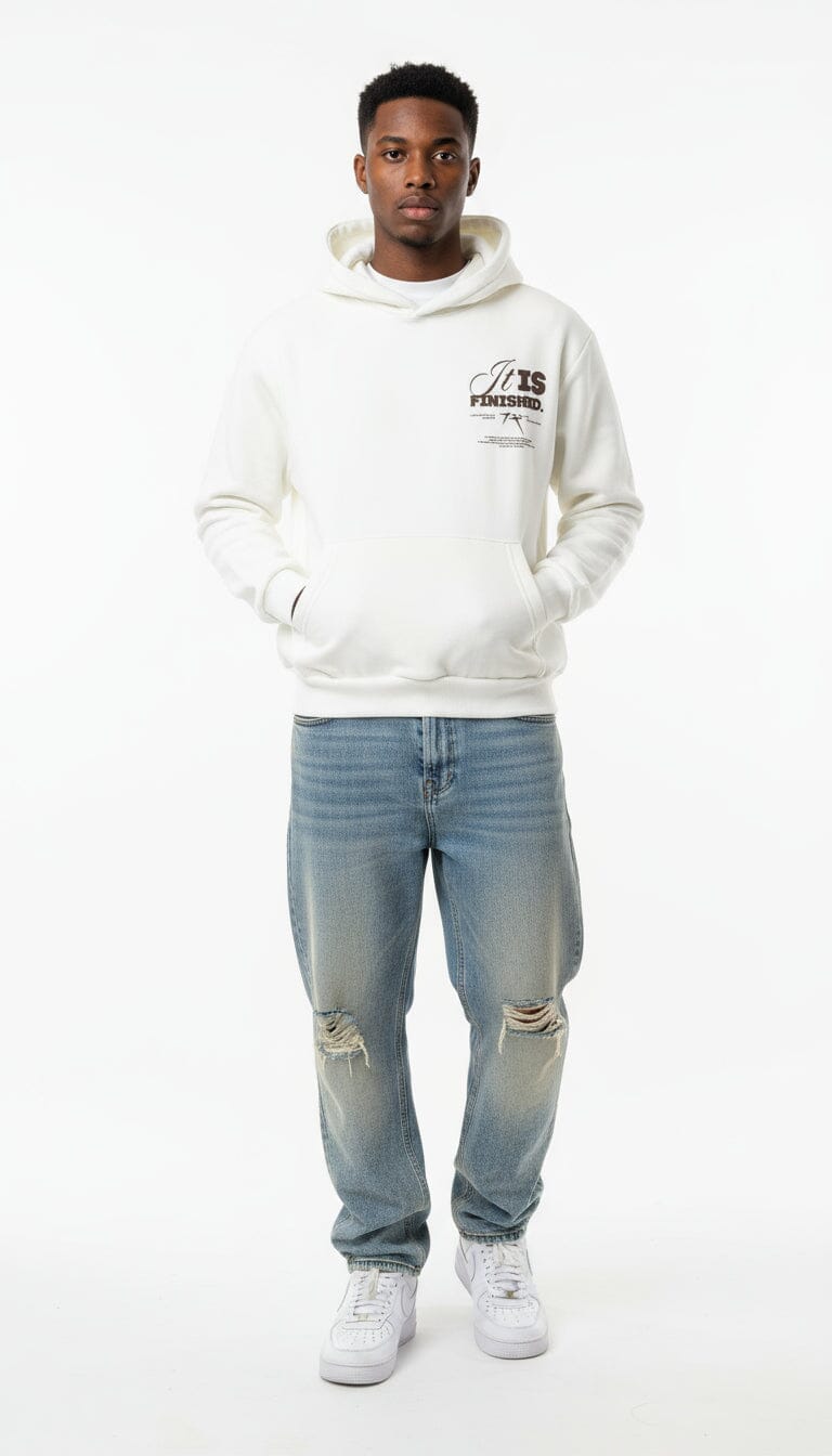 Felpa “Butterfly” – Boxy Fit con Cappuccio Bianca