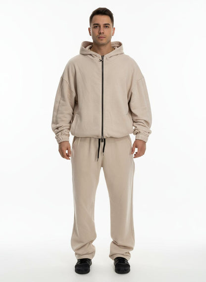 Coordinato Felpa e Pantaloni in Cotone Beige Unisex Hydo